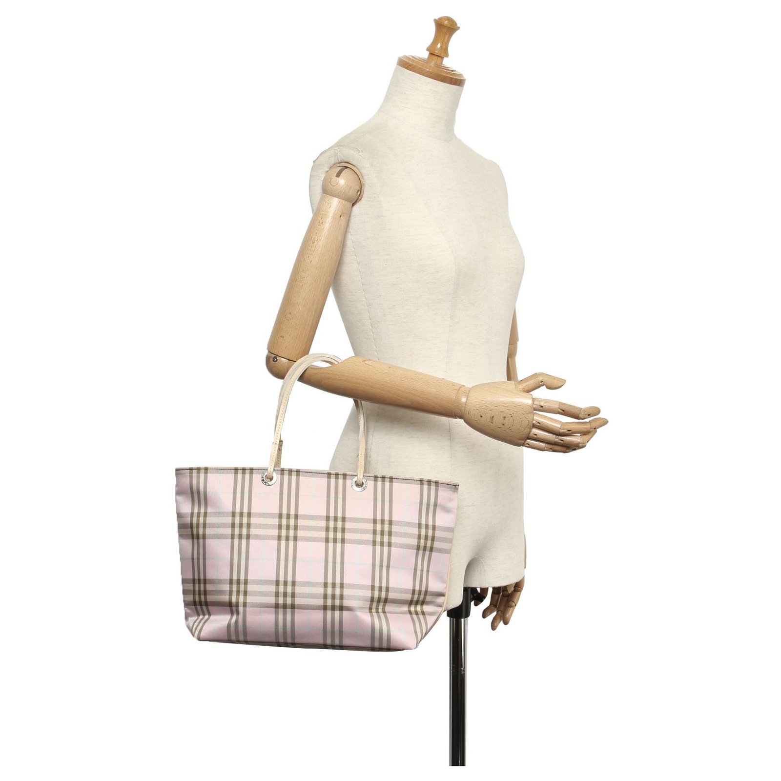 Burberry Pink Plaid Nylon Tote Bag Multiple colors Leather Pony-style  calfskin Cloth ref.217146 - Joli Closet