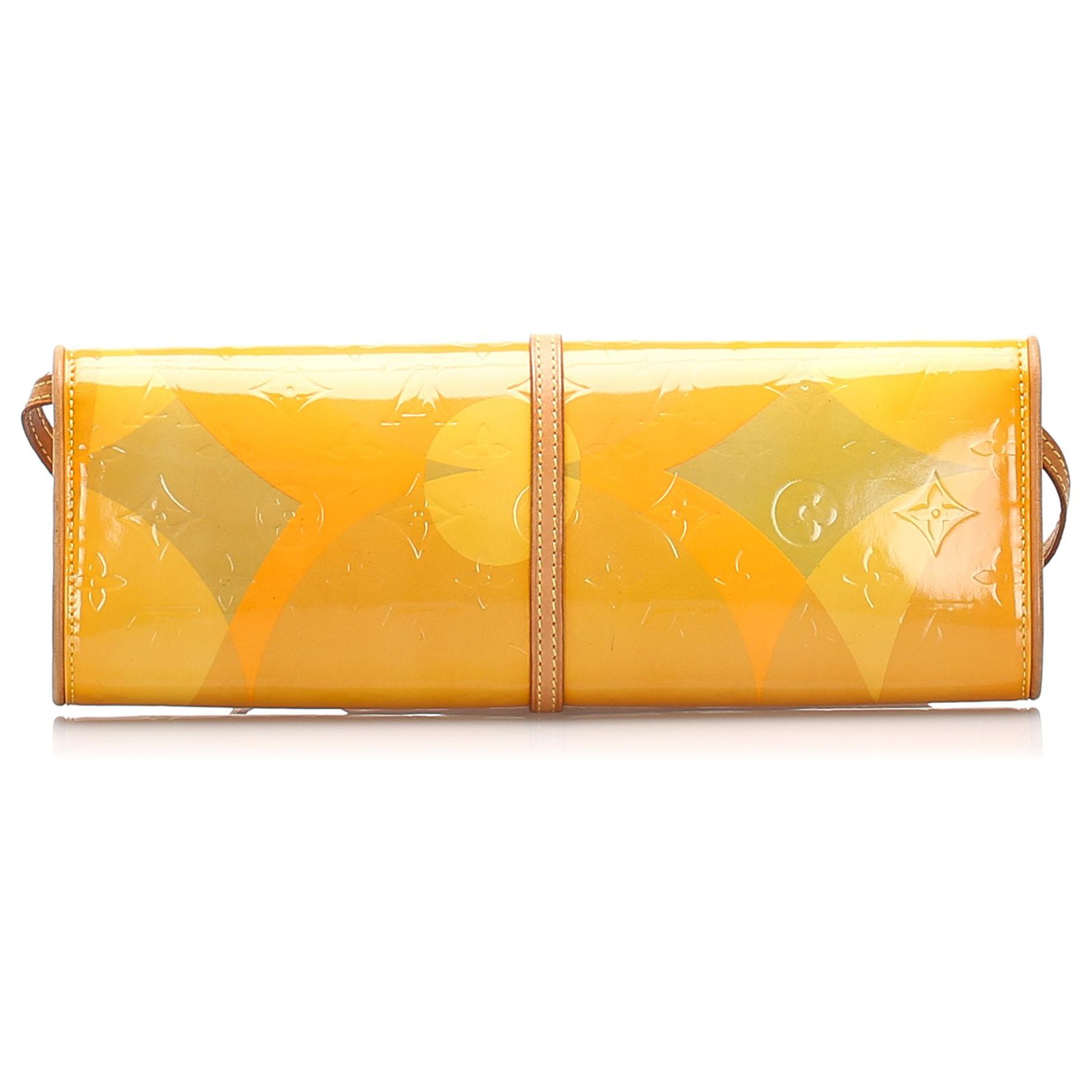 Louis Vuitton Pochette Monogram Vernis Fleur 868598 Yellow Patent