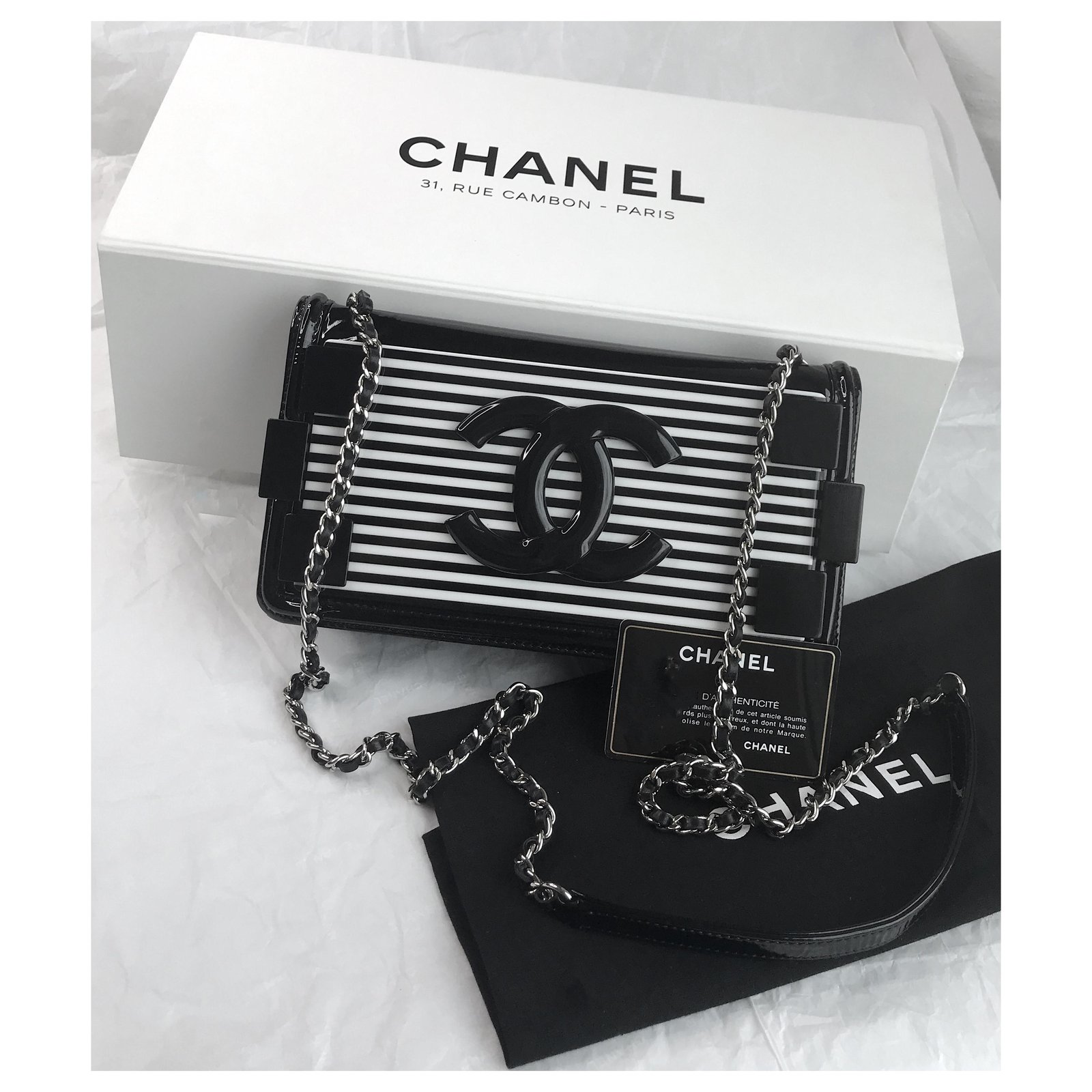 Chanel 23 cm w/ card, box, dustbag Lego Boy Brick Flap Bag Black