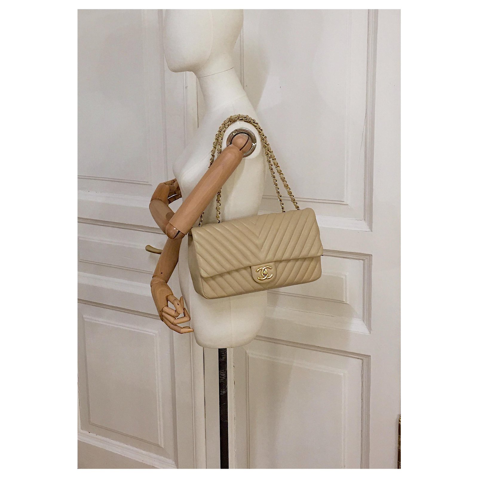 Limited Classic Single Flap Bag Chevron w/box and dustbag