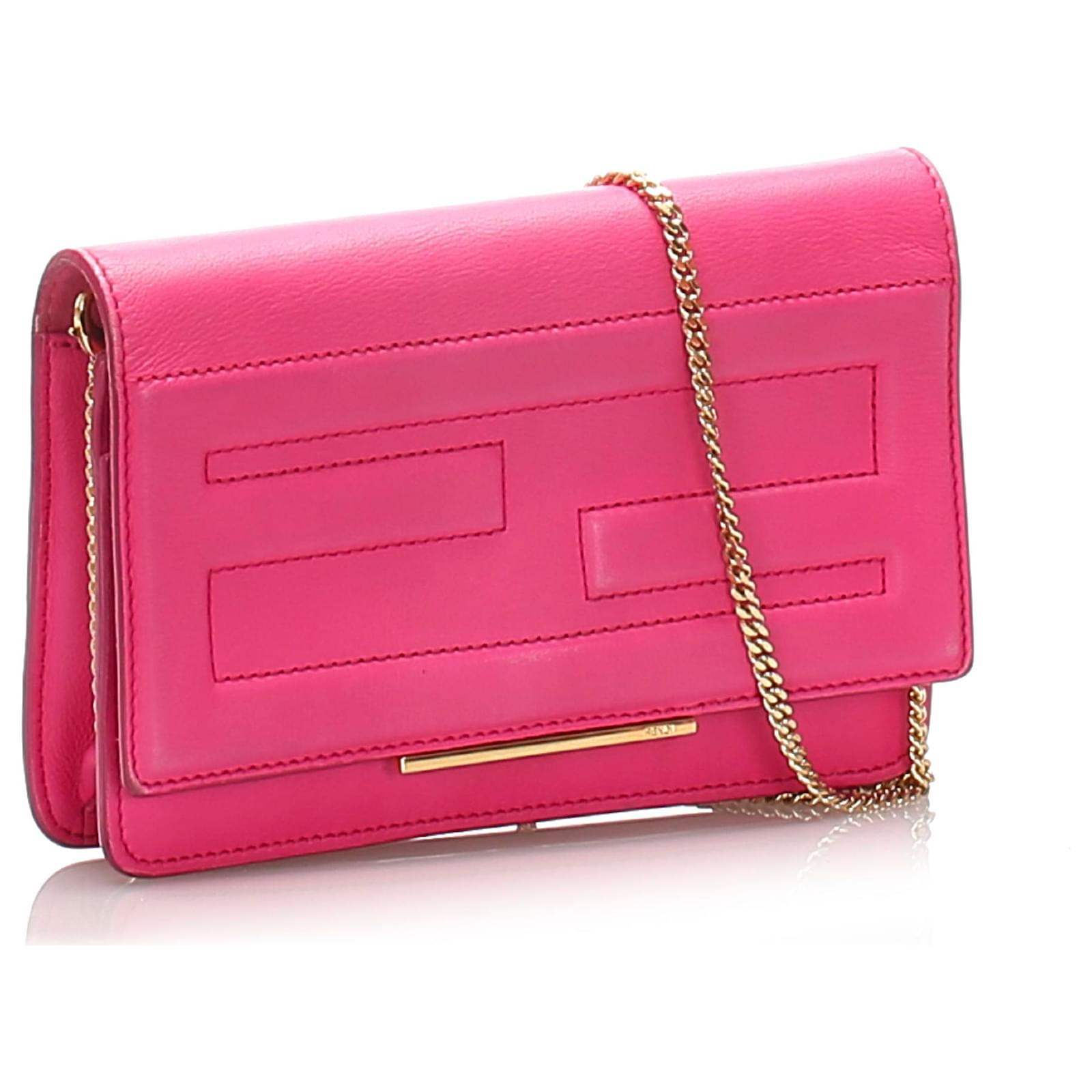 fendi pink wallet on chain