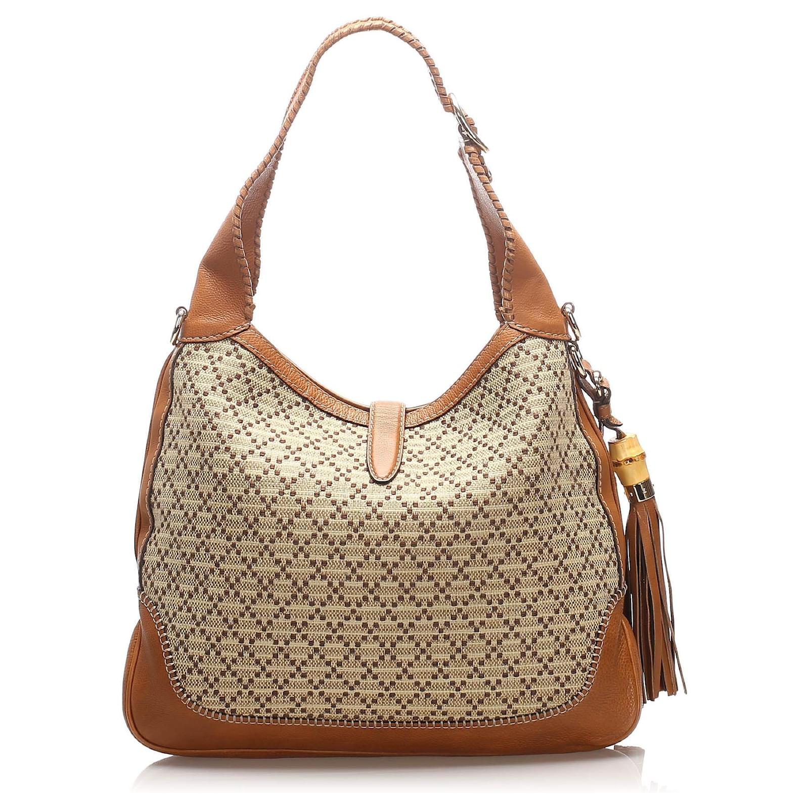 gucci brown diamante canvas shoulder bolsa
