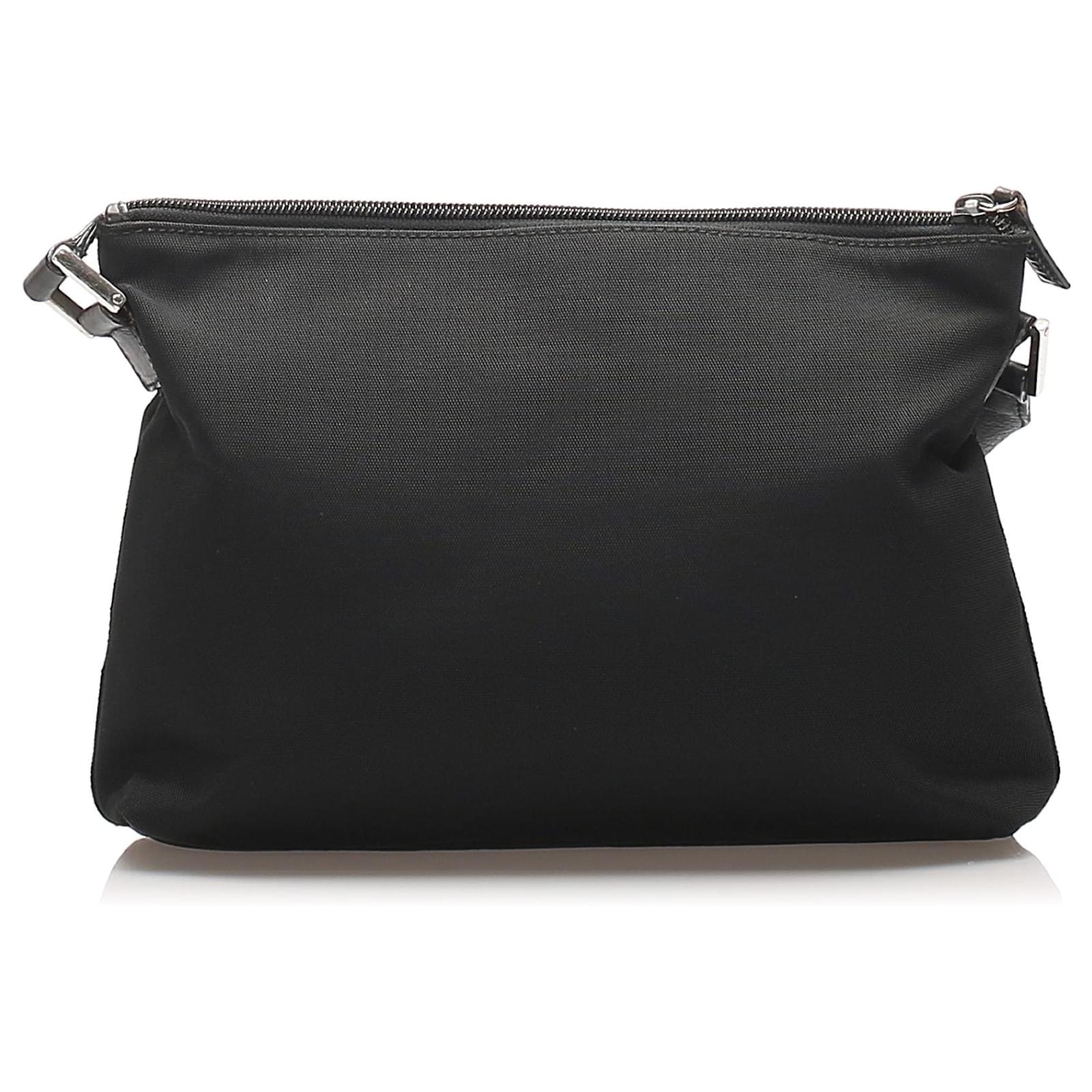 Gucci Black Canvas Shoulder Bag Leather Cloth Ponystyle calfskin Cloth