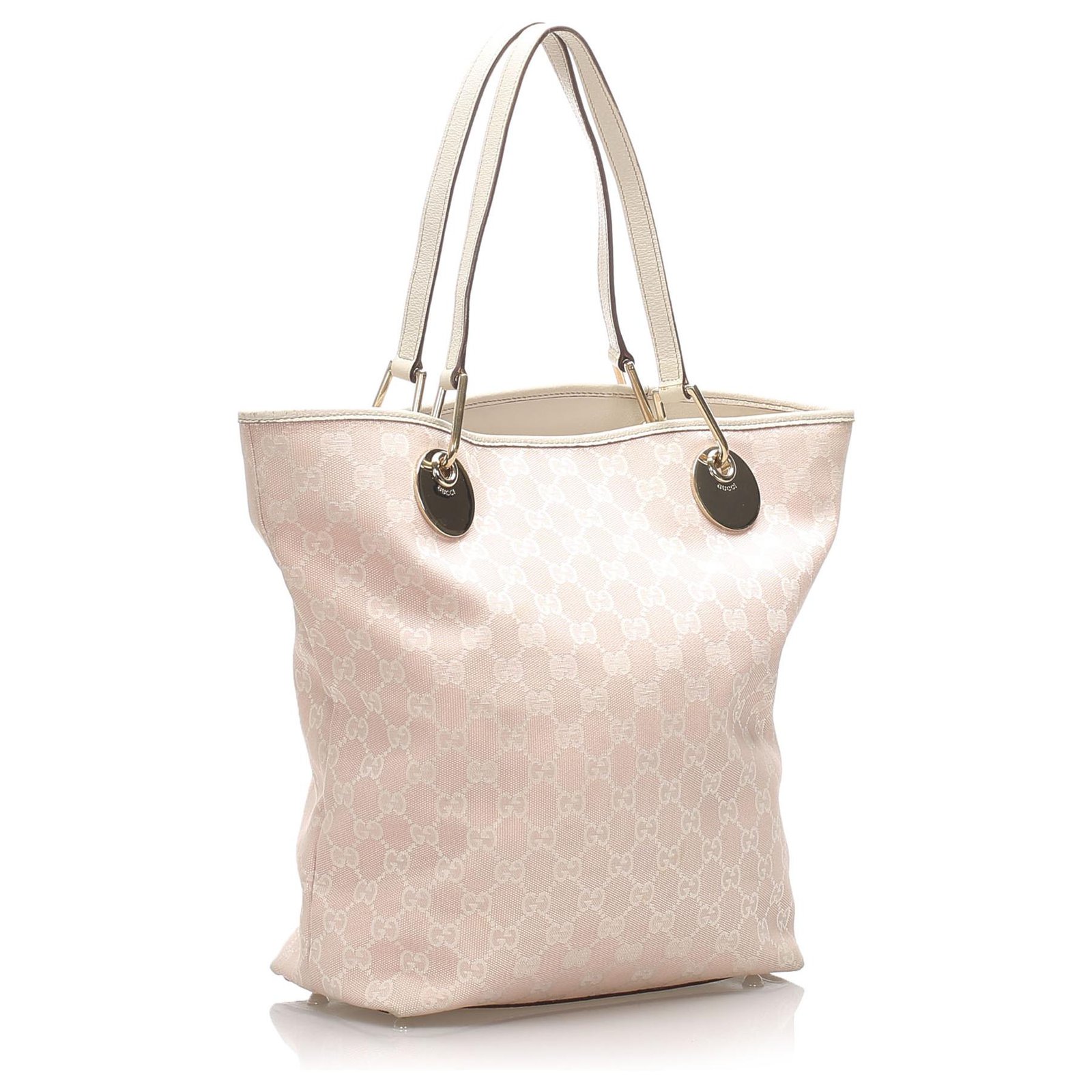 Gucci Pink GG Canvas Eclipse Tote Bag White Cream Leather Cloth Pony-style  calfskin Cloth ref.526128 - Joli Closet