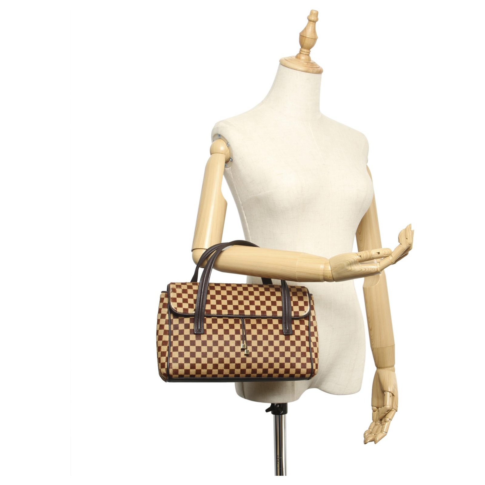 Louis Vuitton Brown Damier Sauvage Lionne Beige Leather Pony-style ...