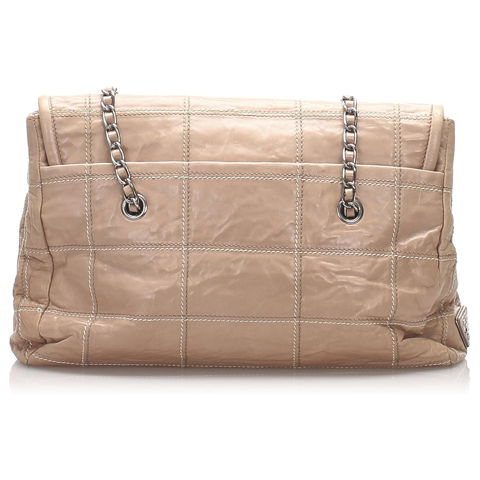 Prada Pink Impuntu Leather Chain Shoulder Bag Metal Pony-style