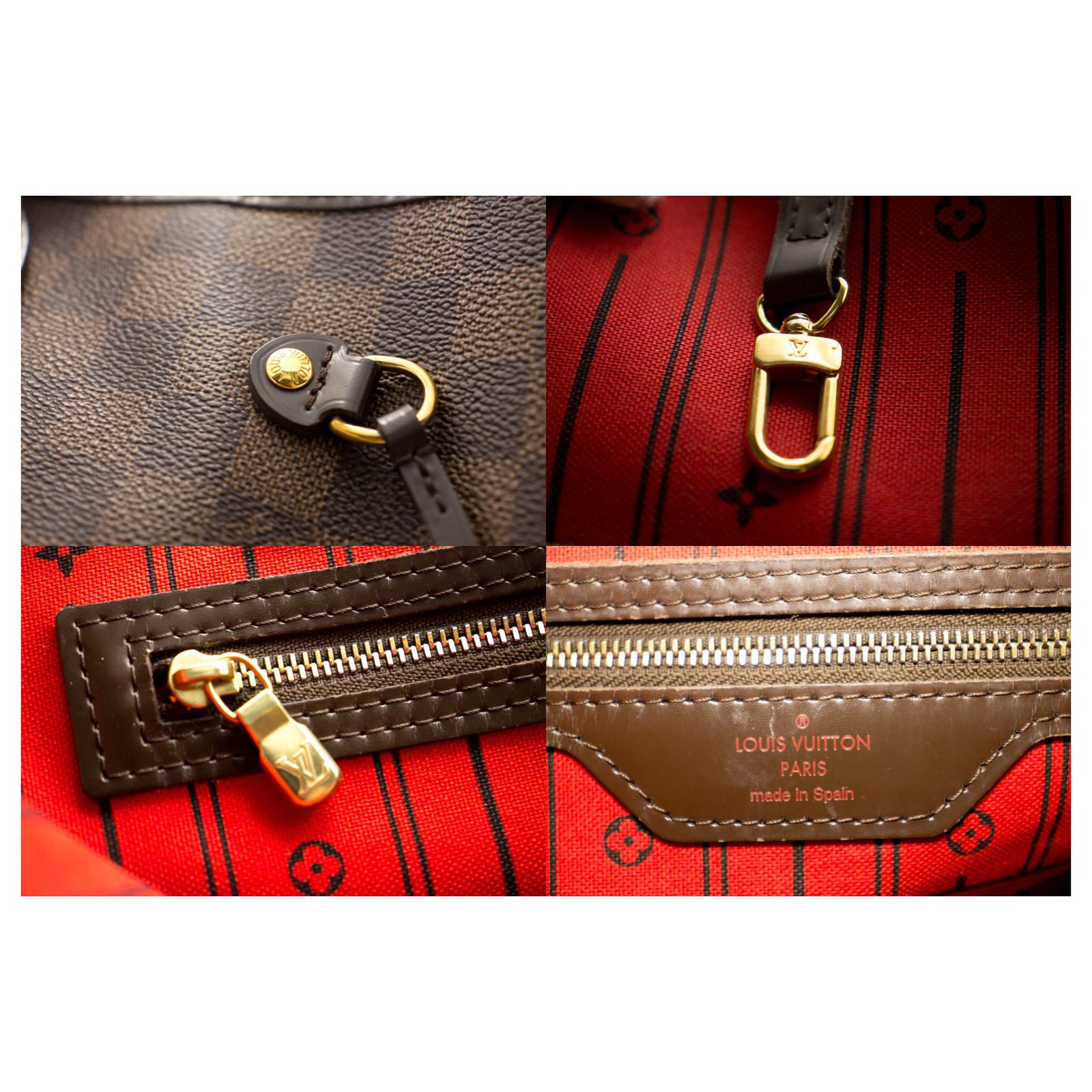 Louis Vuitton Neverfull MM Damier Brown Leather ref.165365 - Joli Closet