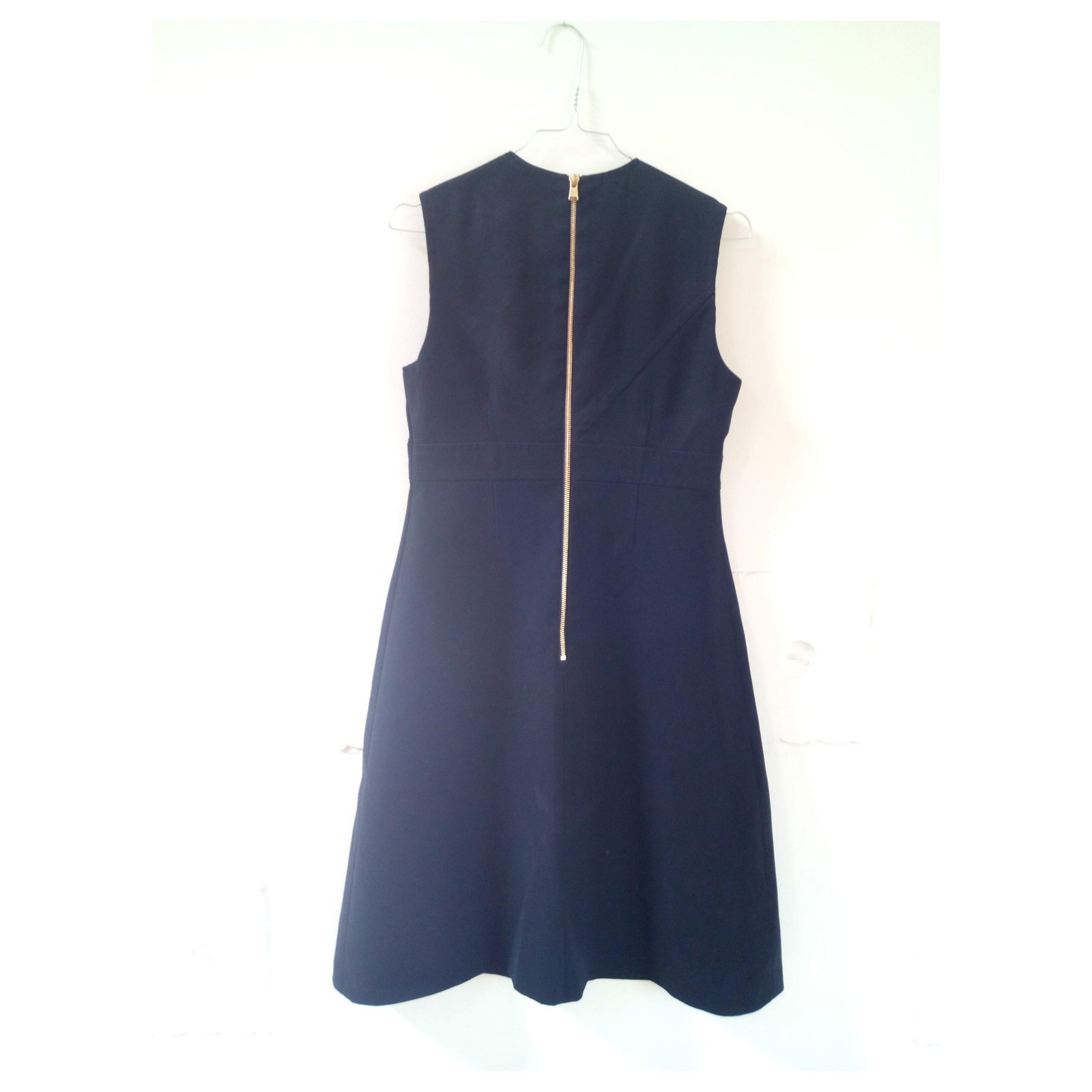 Louis Vuitton Uniform Black Sleeveless Dress F56744 EU 44 Zip Pockets ~ NWT
