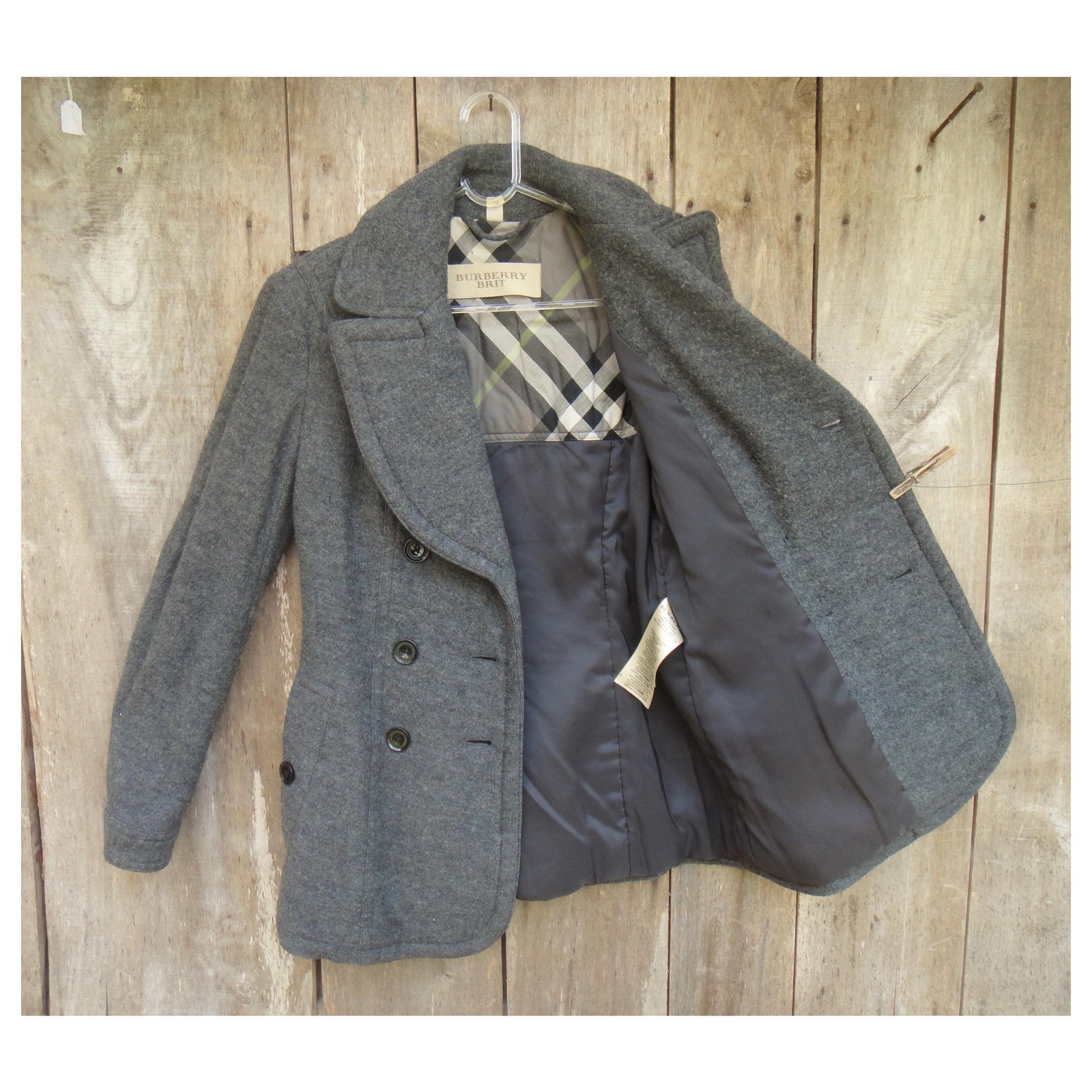 Burberry Brit t peacoat 36 Grey Wool ref.220592 Joli Closet