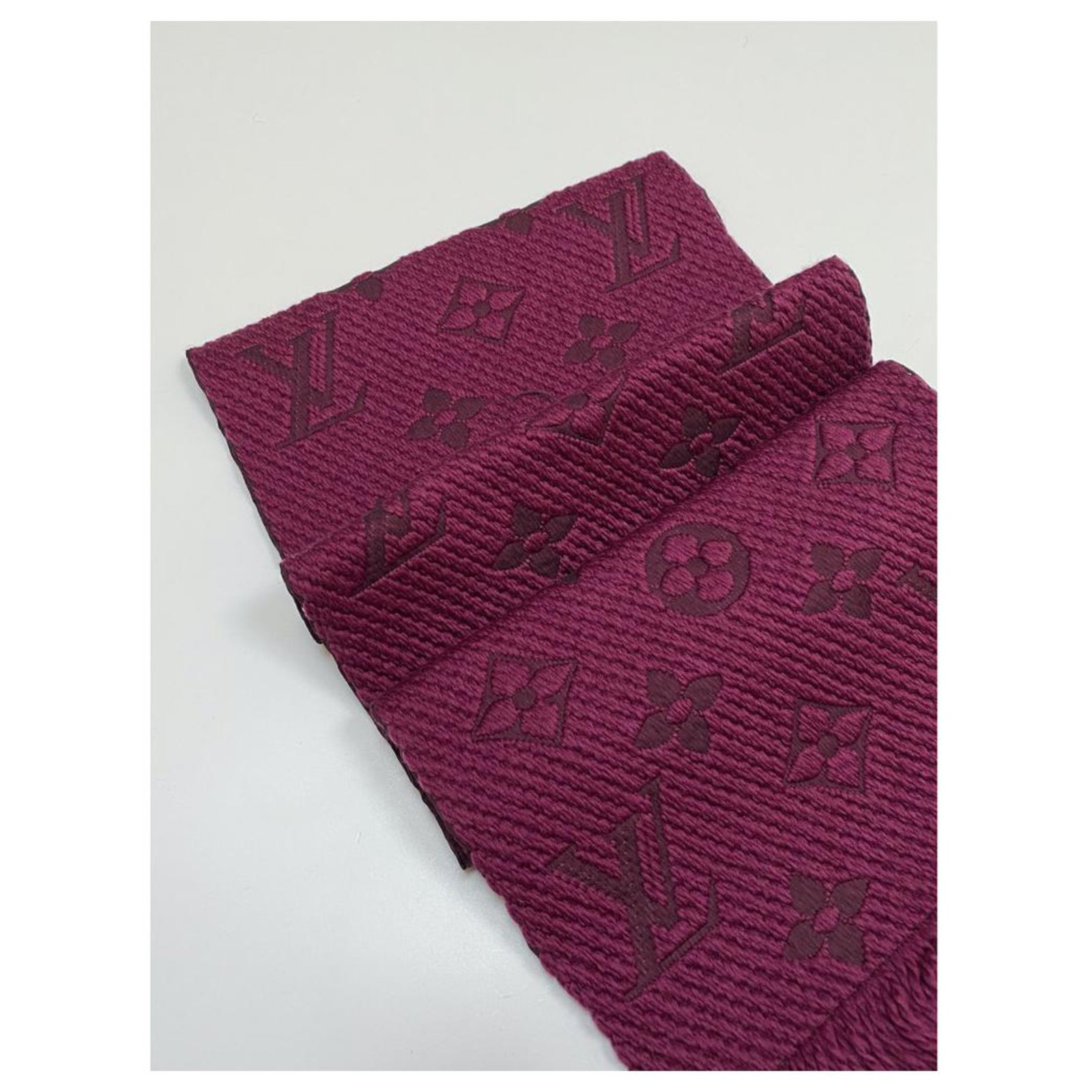 Louis Vuitton Logomania purple scarf Prune Silk Wool ref.260791