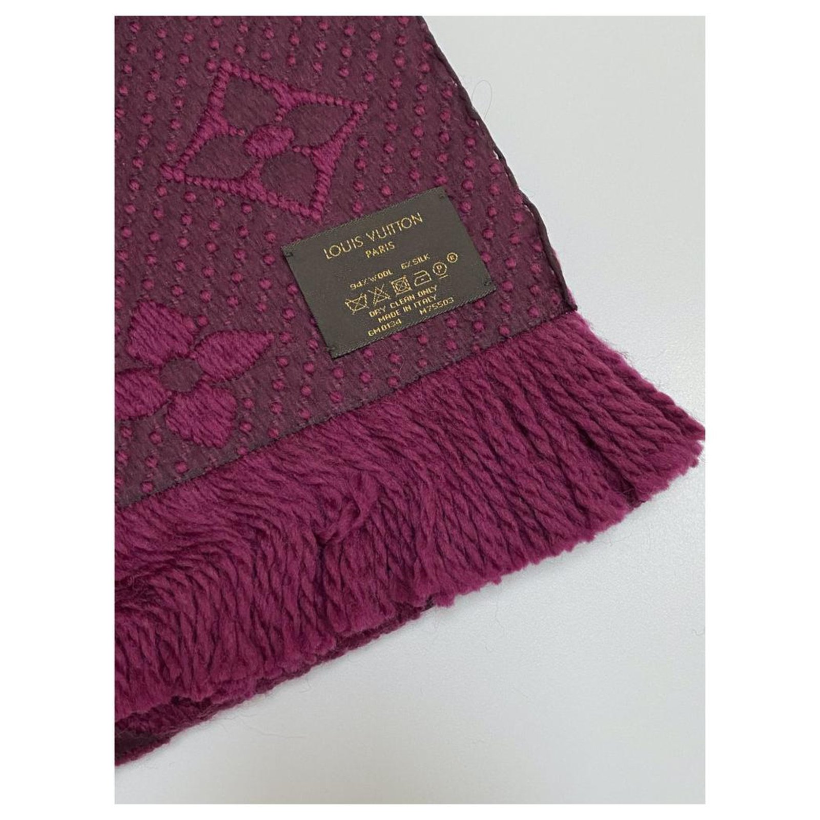Louis Vuitton Purple Monogram Logomania 94% wool 6% Scarf ref.489423 - Joli  Closet