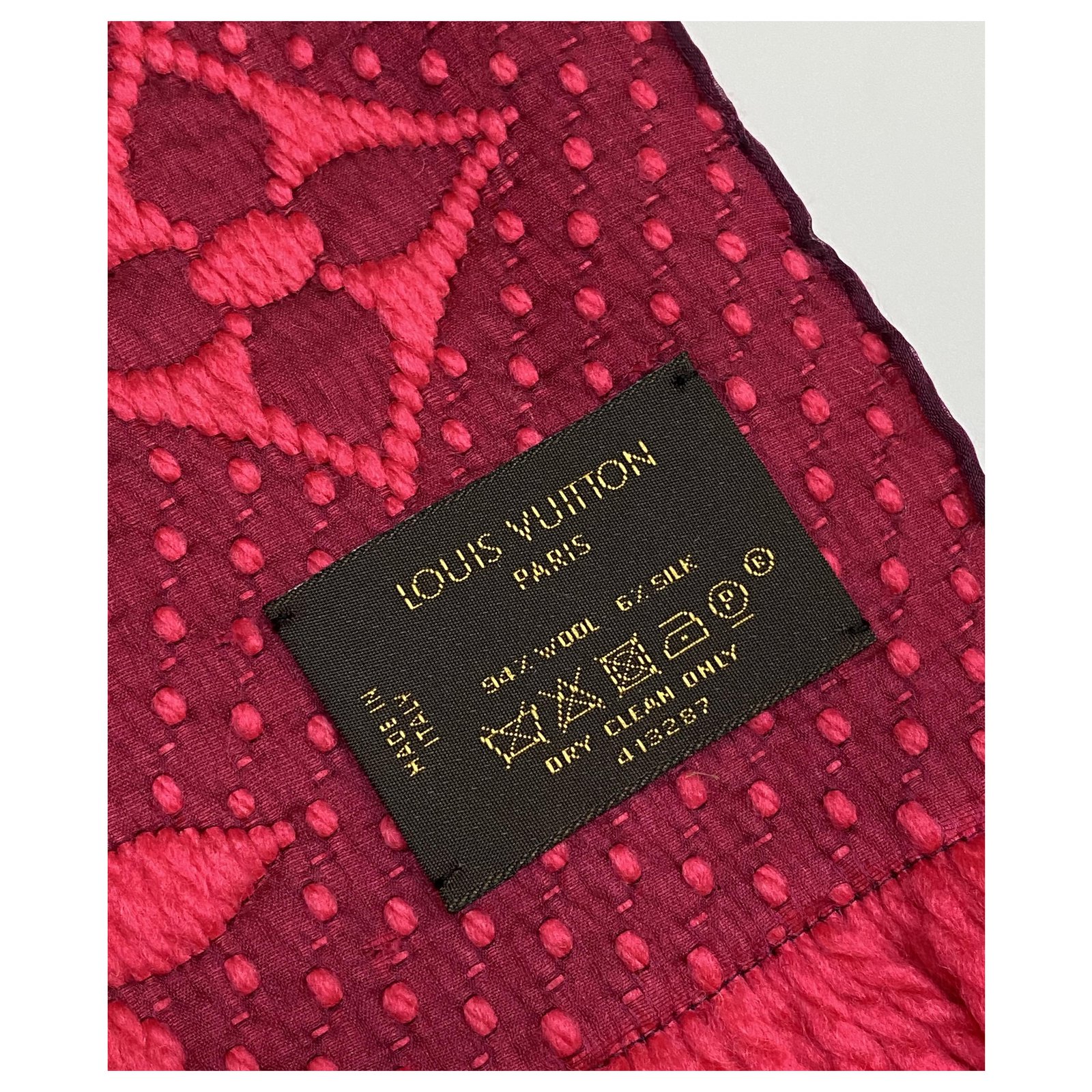 Louis Vuitton 413287 Escharpe Mania Monogram Muffler Wool Silk Women's