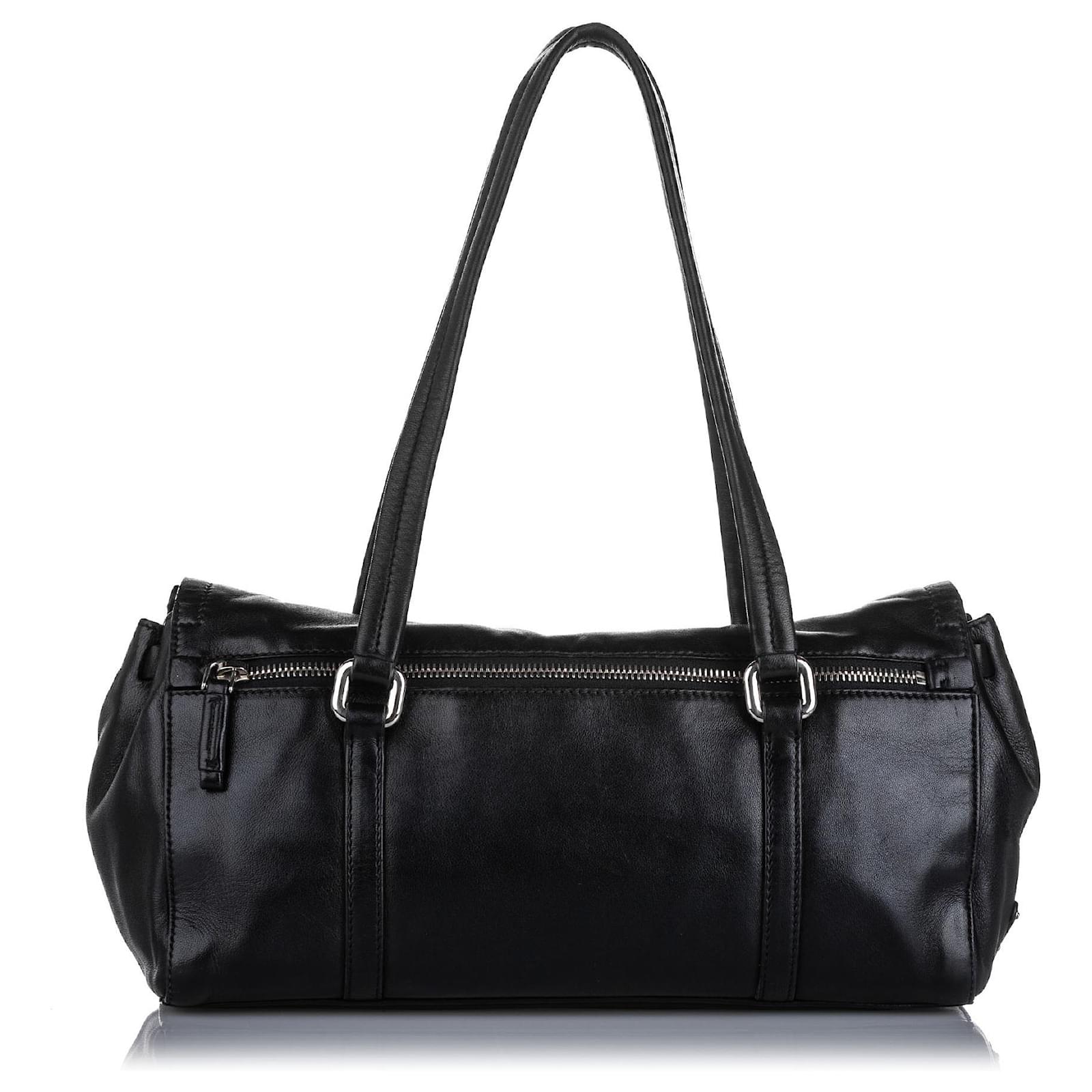 Prada Black Easy Leather Shoulder Bag Pony-style calfskin