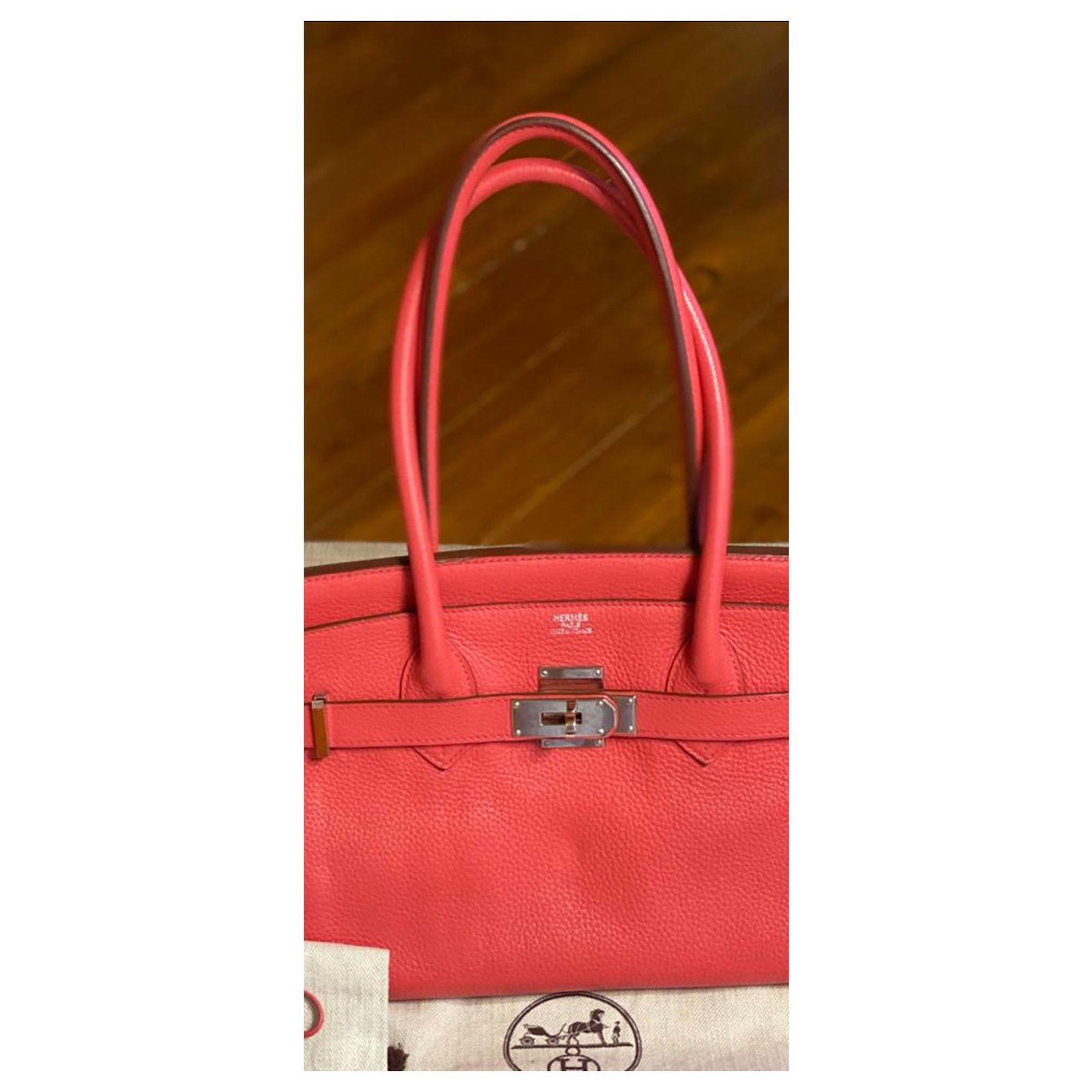 Hermès rare shoulder Birkin Coral Leather ref.221392 - Joli Closet