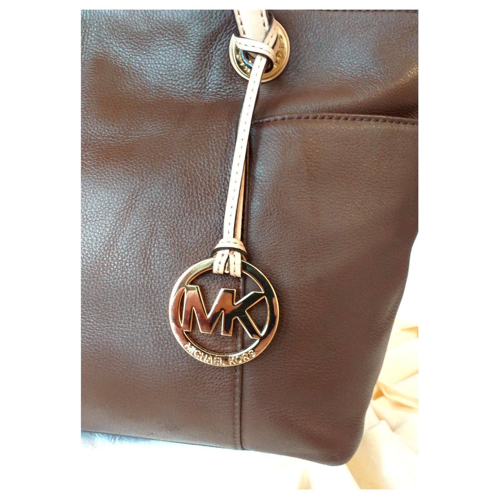Michael Kors Jet Set Monogram Brown Canvas Leather Handbag Tote Shoulder Bag  ref.451223 - Joli Closet
