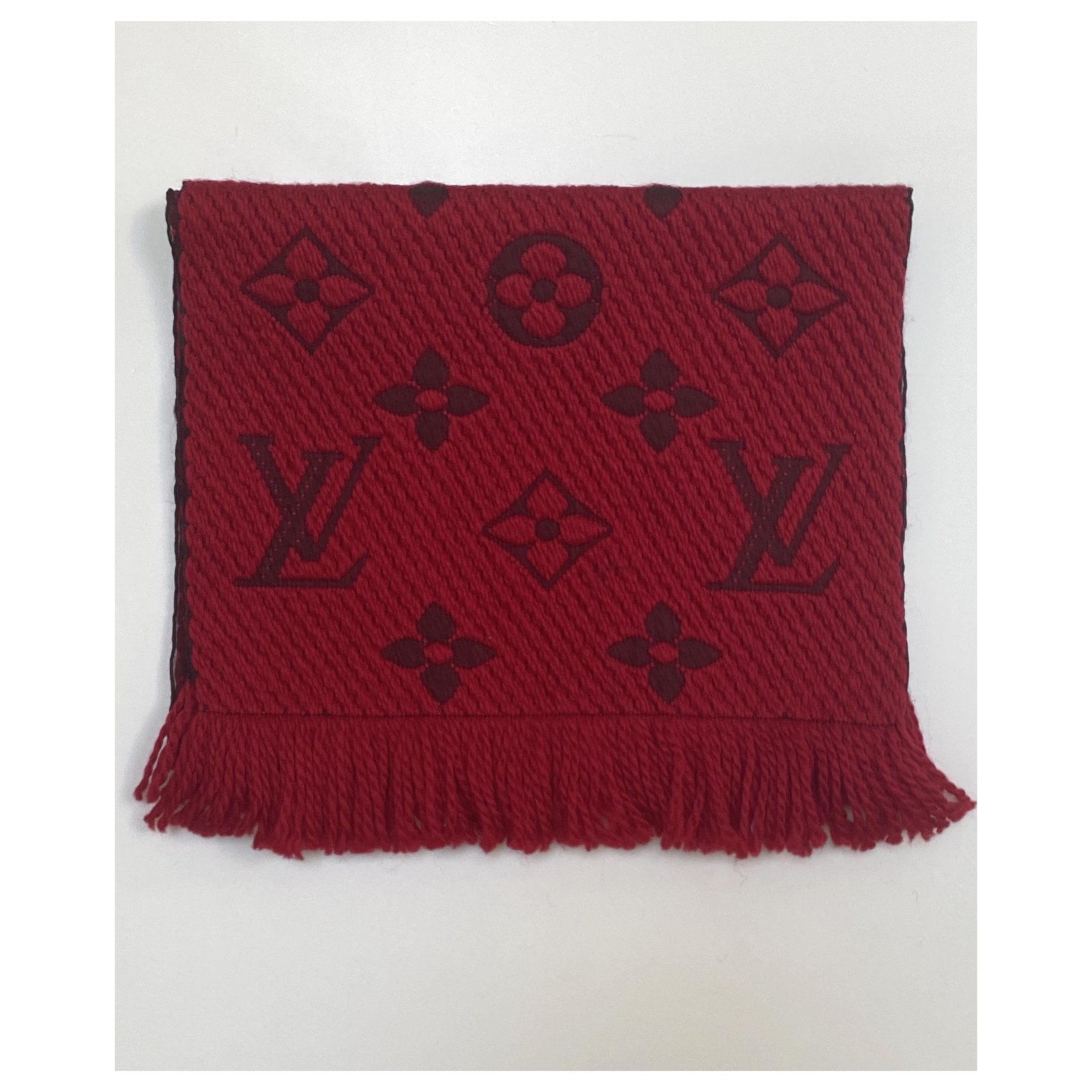 Vintage Brand New Ruby Red Logomania Scarf with Box and Packaging by Louis  Vui | Shop THRILLING