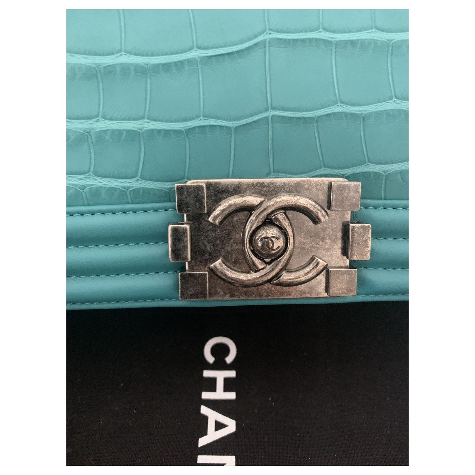 Chanel Boy alligator bag Blue Exotic leather ref.221592 - Joli Closet