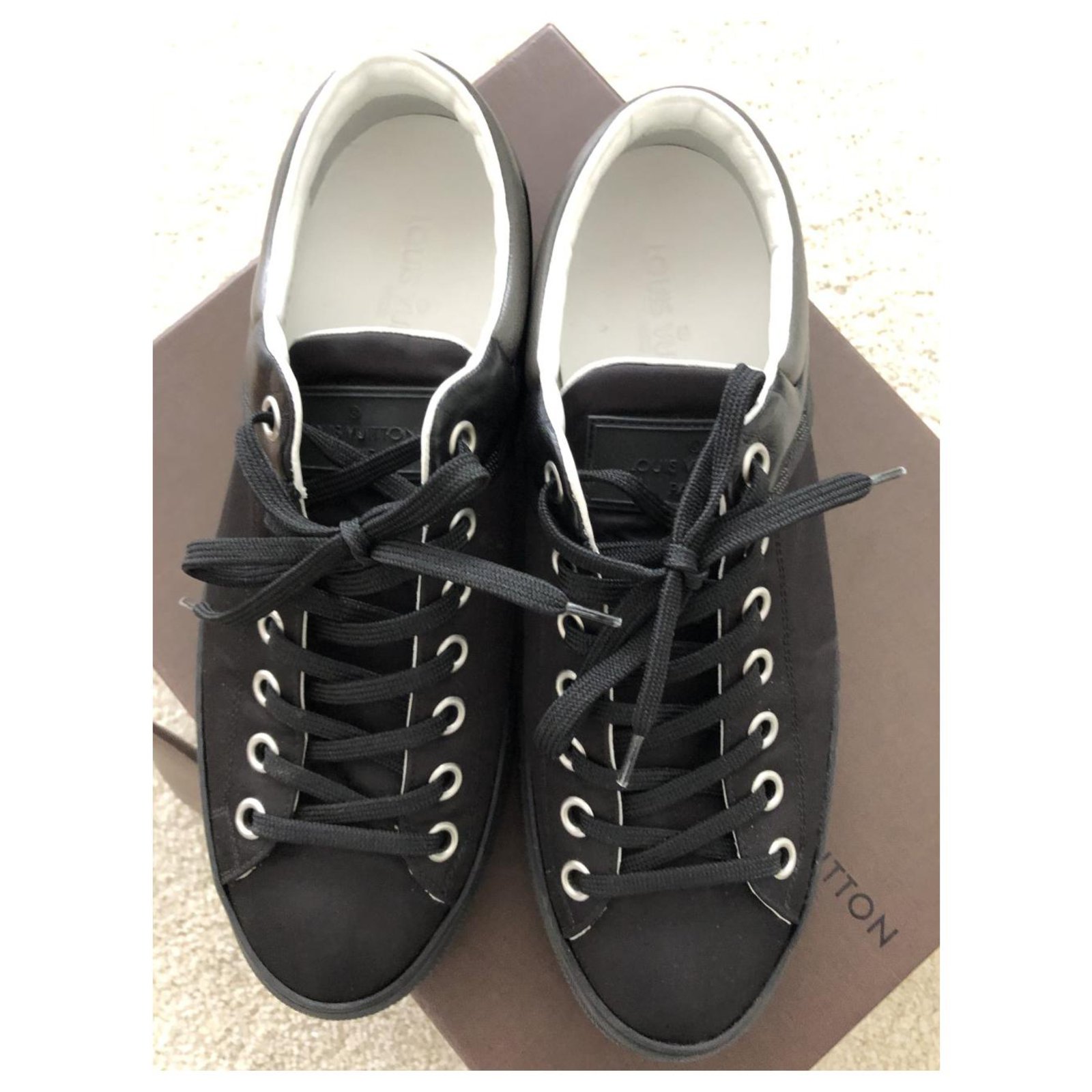 Louis vuitton damier sneakers for men Black Dark grey Cloth ref.221753 -  Joli Closet