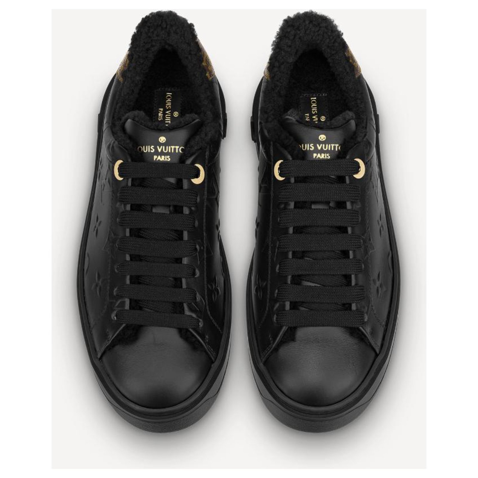 LOUIS VUITTON Calfskin Time Out Sneakers 39 Black 1281814