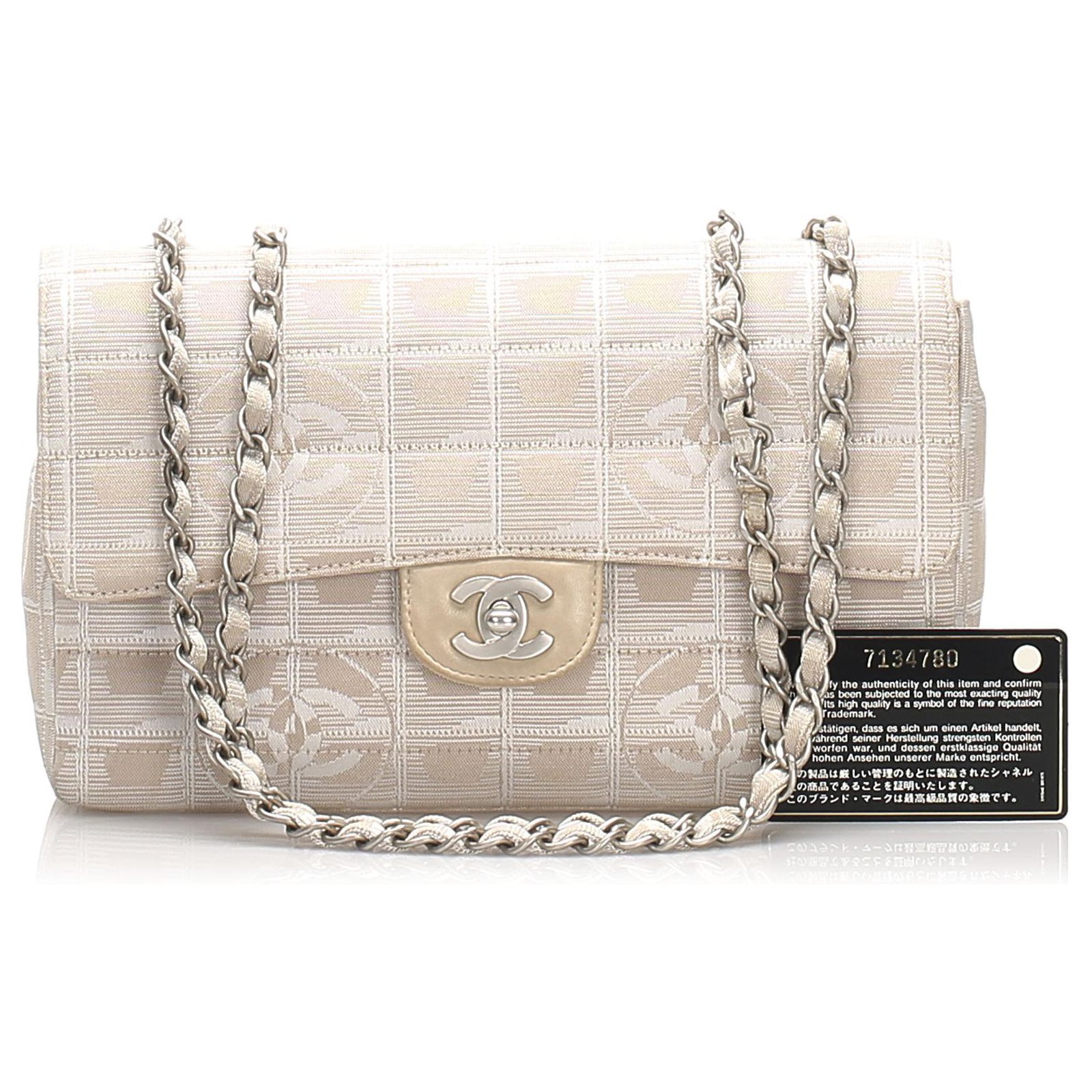 Chanel Brown New Travel Line Nylon Single Flap Bag Beige Cloth ref.222962 -  Joli Closet