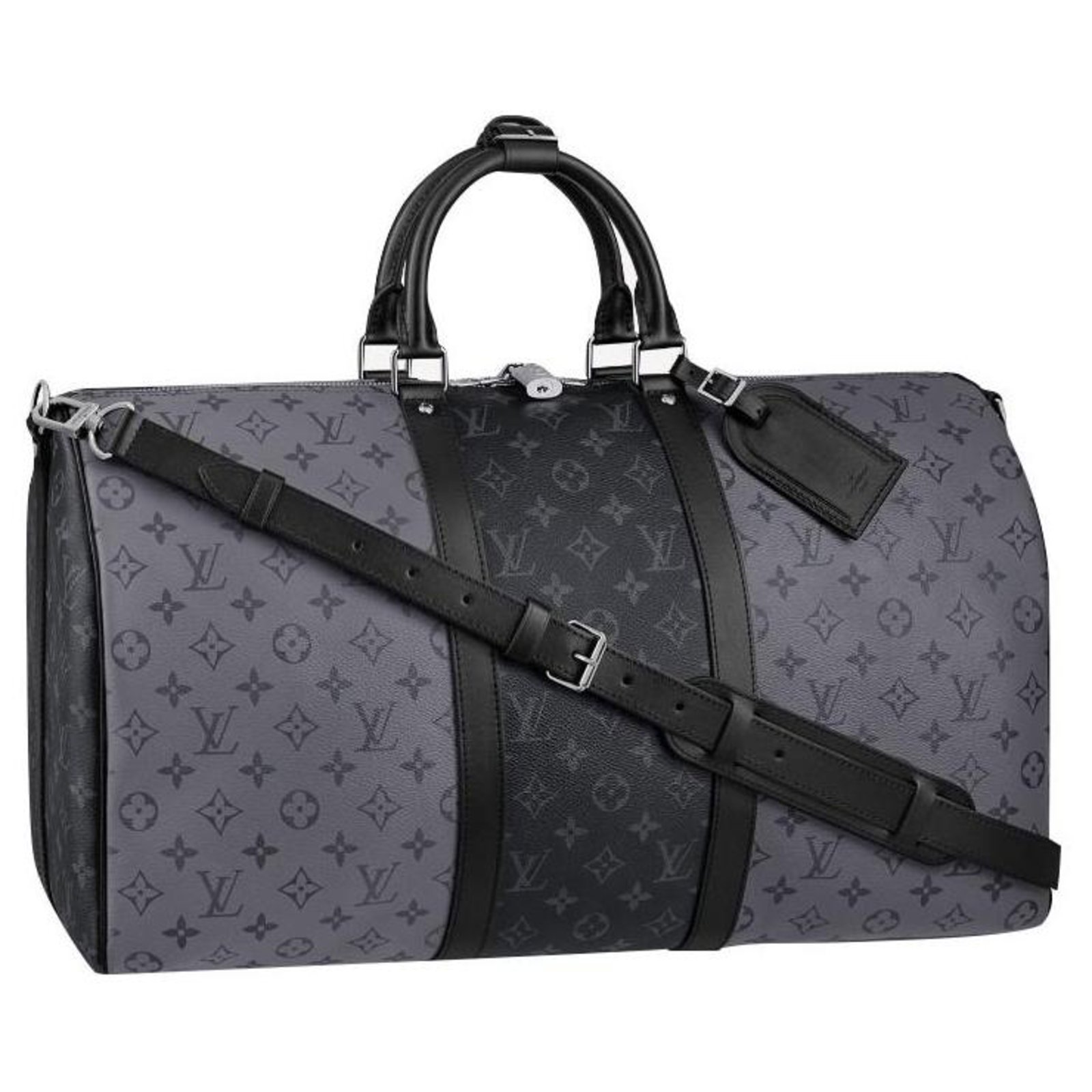 Louis Vuitton LV Keepall eclipse reverse Grey Leather ref.223179 - Joli ...