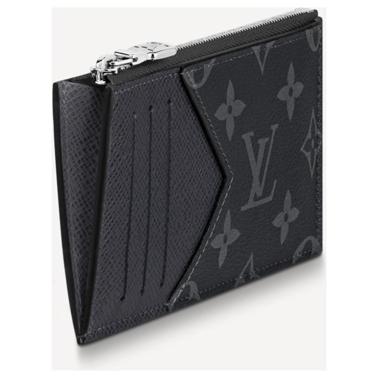 Louis VUITTON Geldbörse aus schwarzem Fischgrätenleder. …
