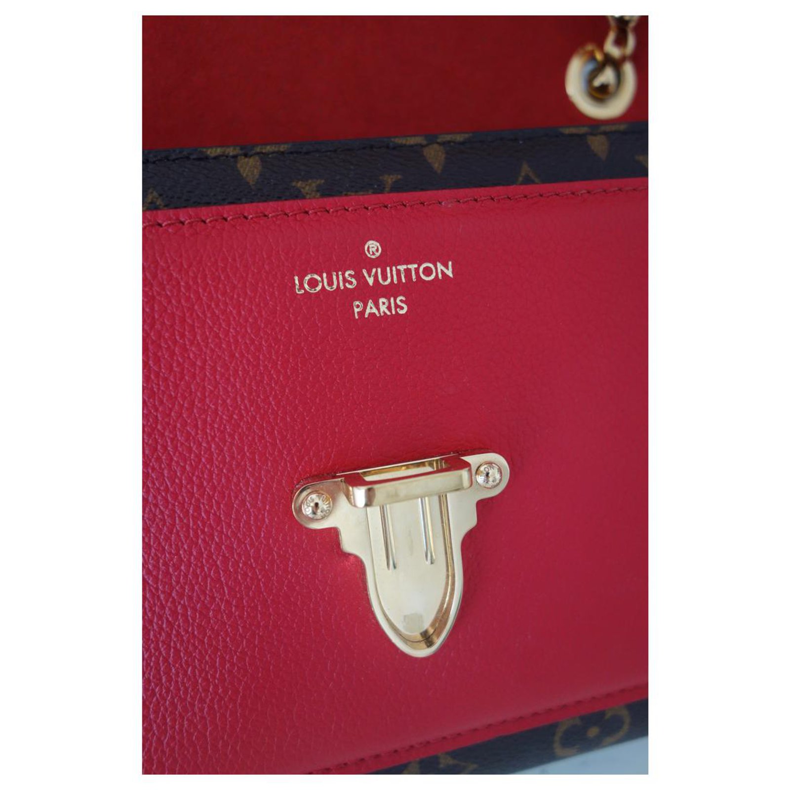 Louis Vuitton VUITTON VICTORY BAG Brown Red Leather Cloth ref.223451 - Joli  Closet