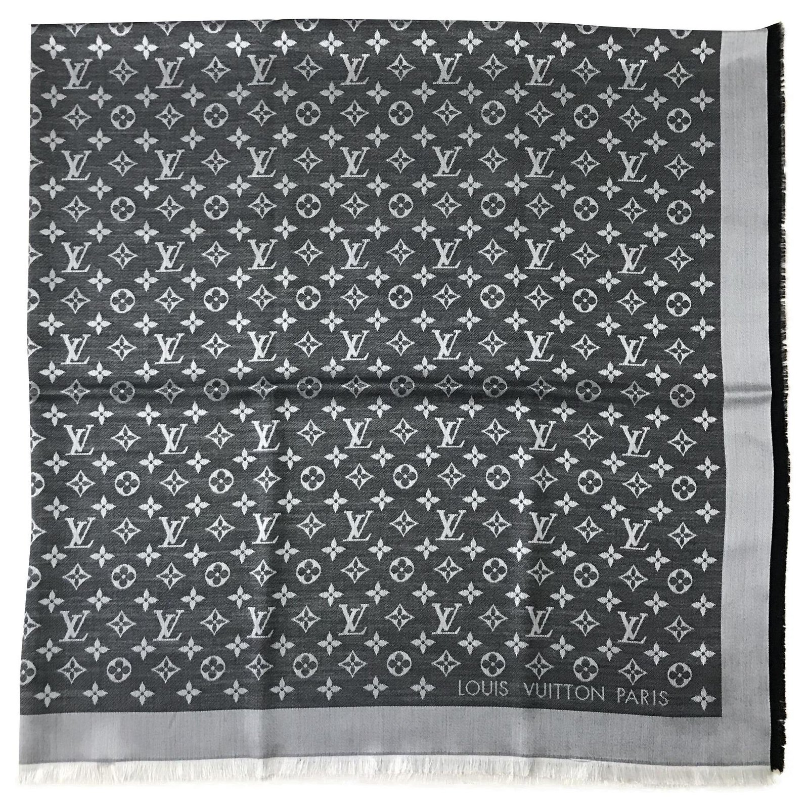 Louis Vuitton Black Denim Shawl Silk Wool ref.223485 - Joli Closet