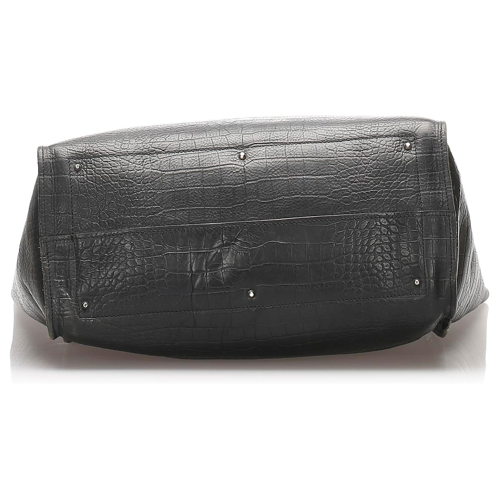 Chloé Chloe Black Cyndi Embossed Leather Tote Bag Pony-style