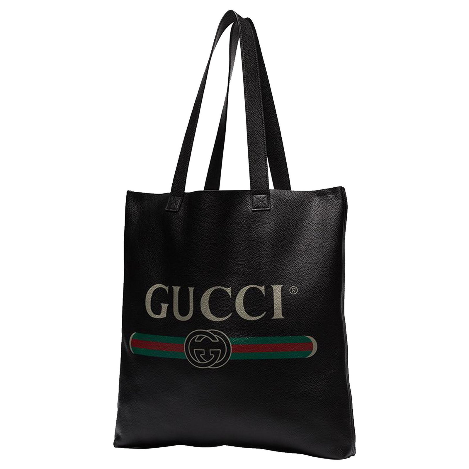 Gucci Black Logo Leather Tote Bag Multiple colors Pony-style calfskin ...