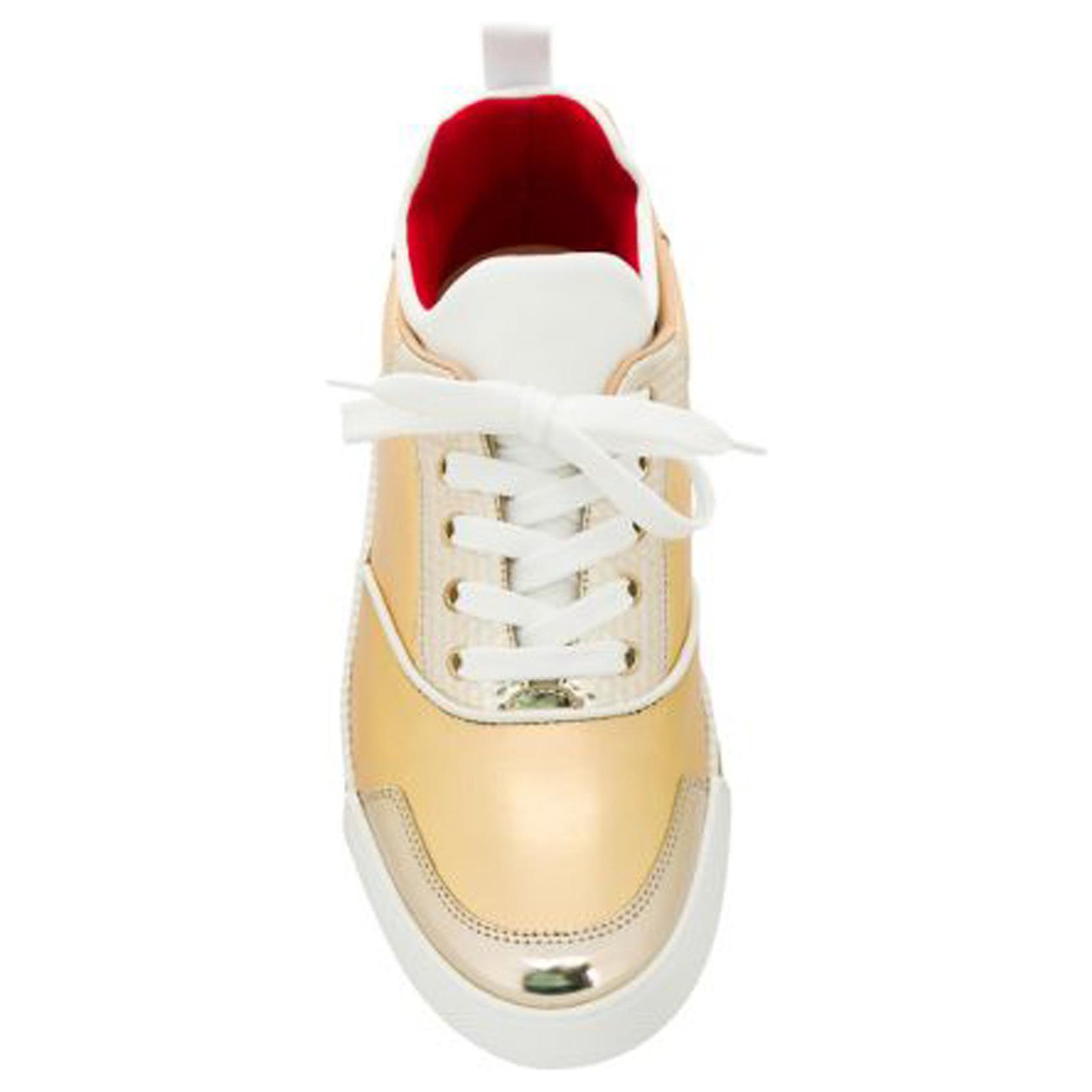 Christian Louboutin White Aurelien Donna Leather Sneakers Golden