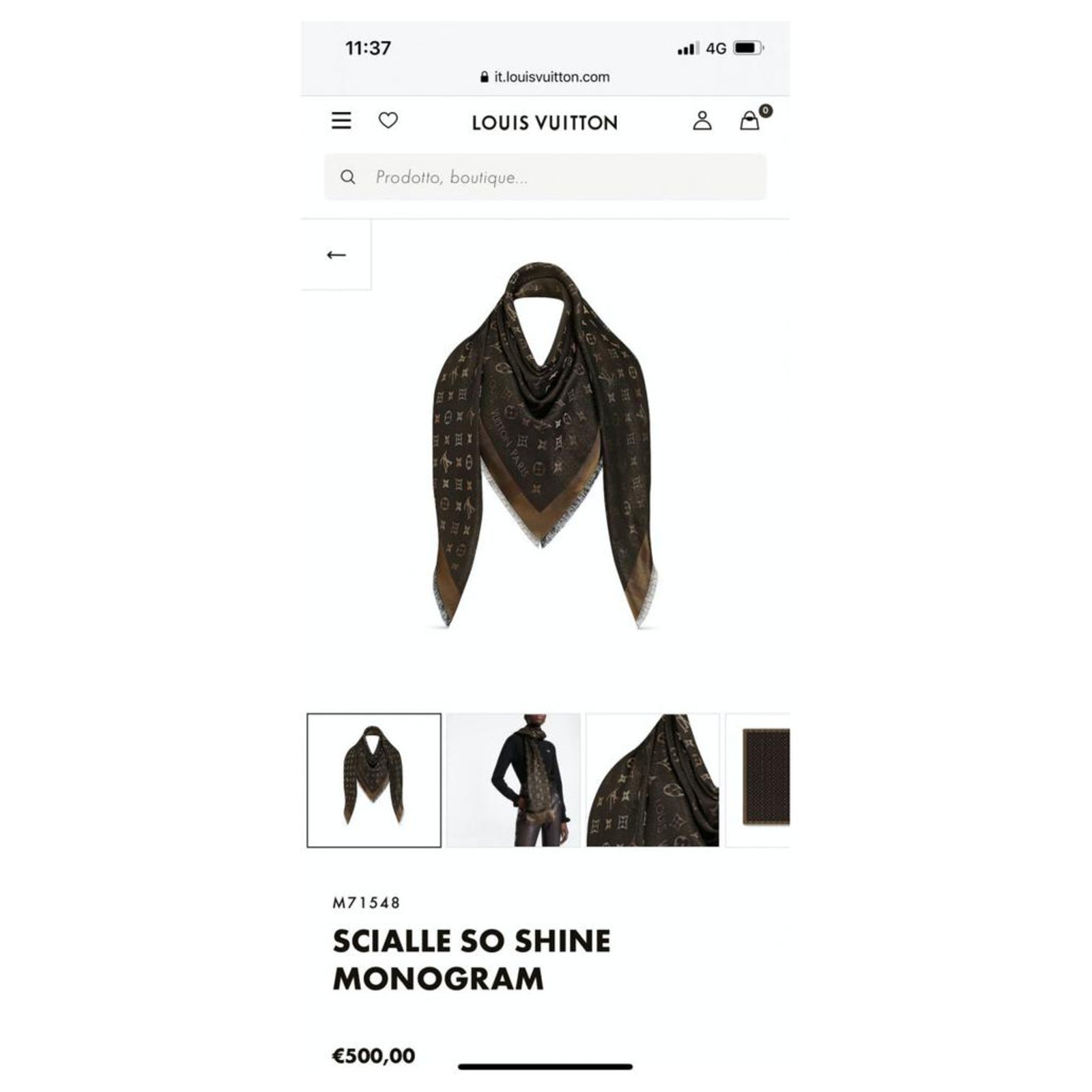 Louis Vuitton Brown Monogram Wool/Silk Shine Shawl Scarf - Yoogi's