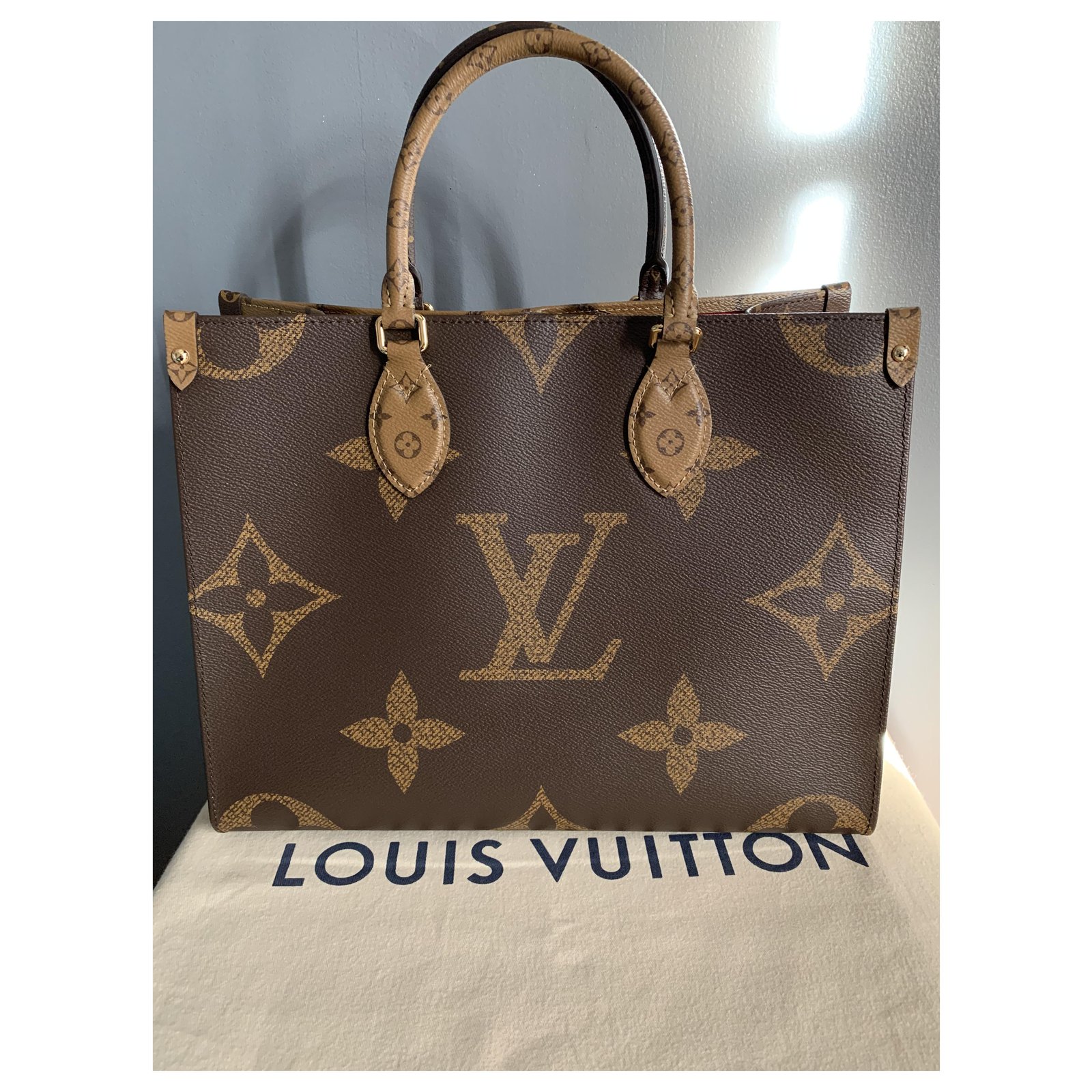 Louis Vuitton - Authenticated Onthego Handbag - Cloth Brown for Women, Never Worn