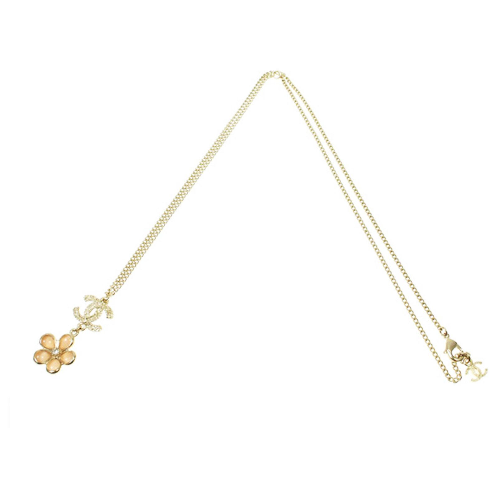 Chanel Gold CC Flower Necklace