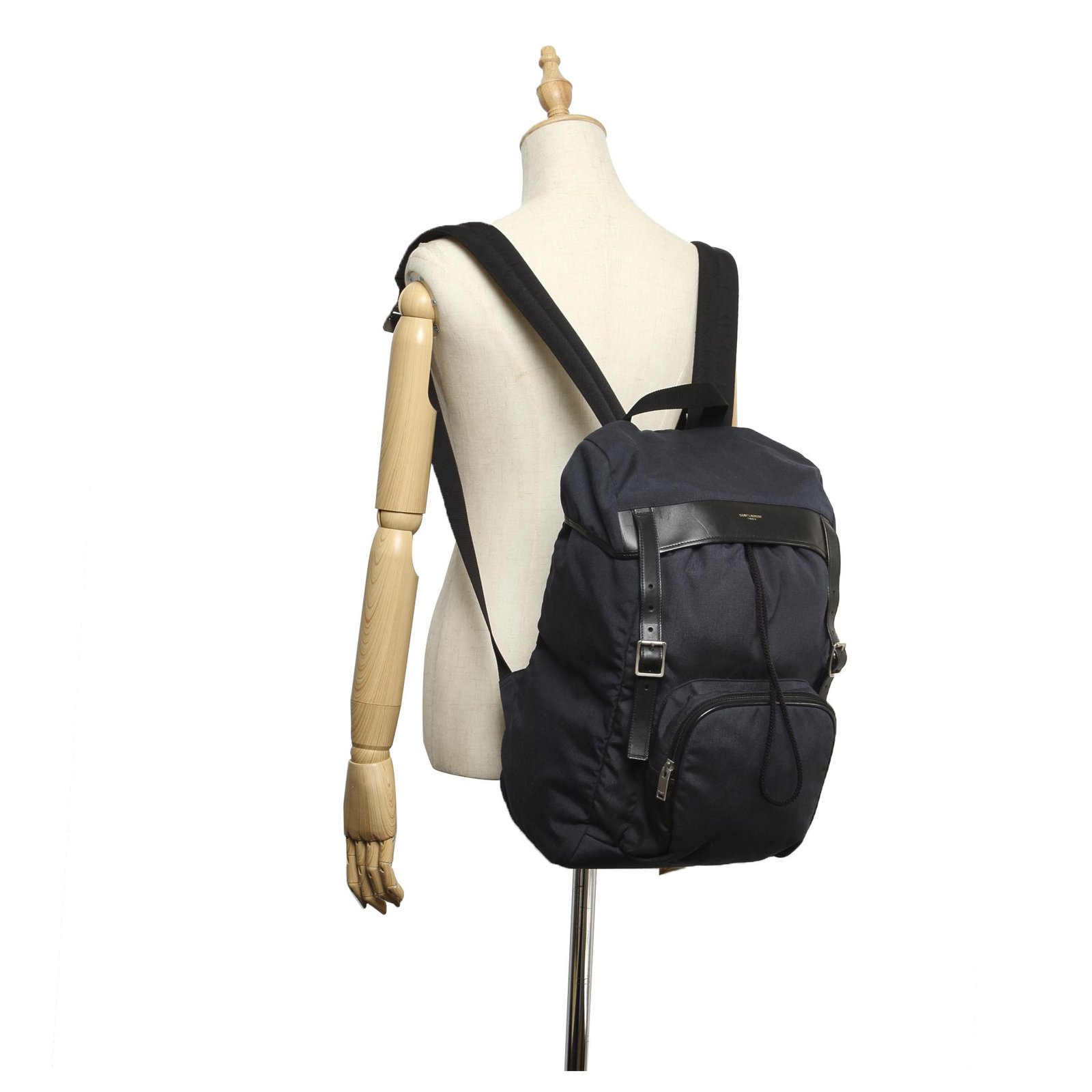 YVES SAINT LAURENT Hunting Rucksack Canvas Backpack Bag Black