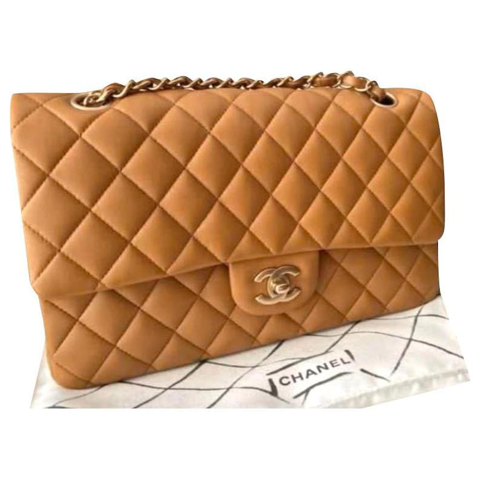 Chanel medium Timeless classic lined flap bag Caramel Leather ref
