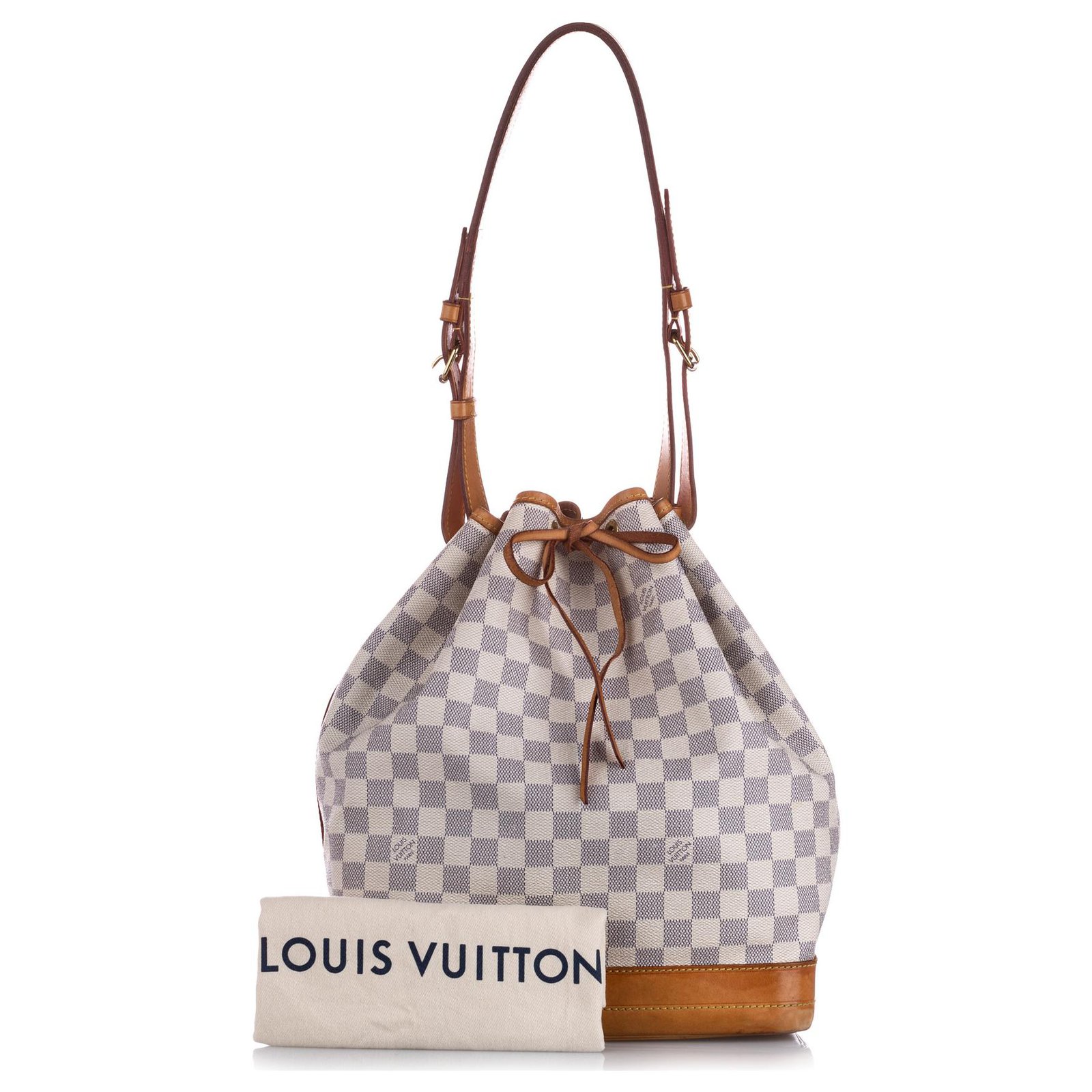 Louis Vuitton White Damier Azur Noe Blue Leather Cloth ref.254199 - Joli  Closet