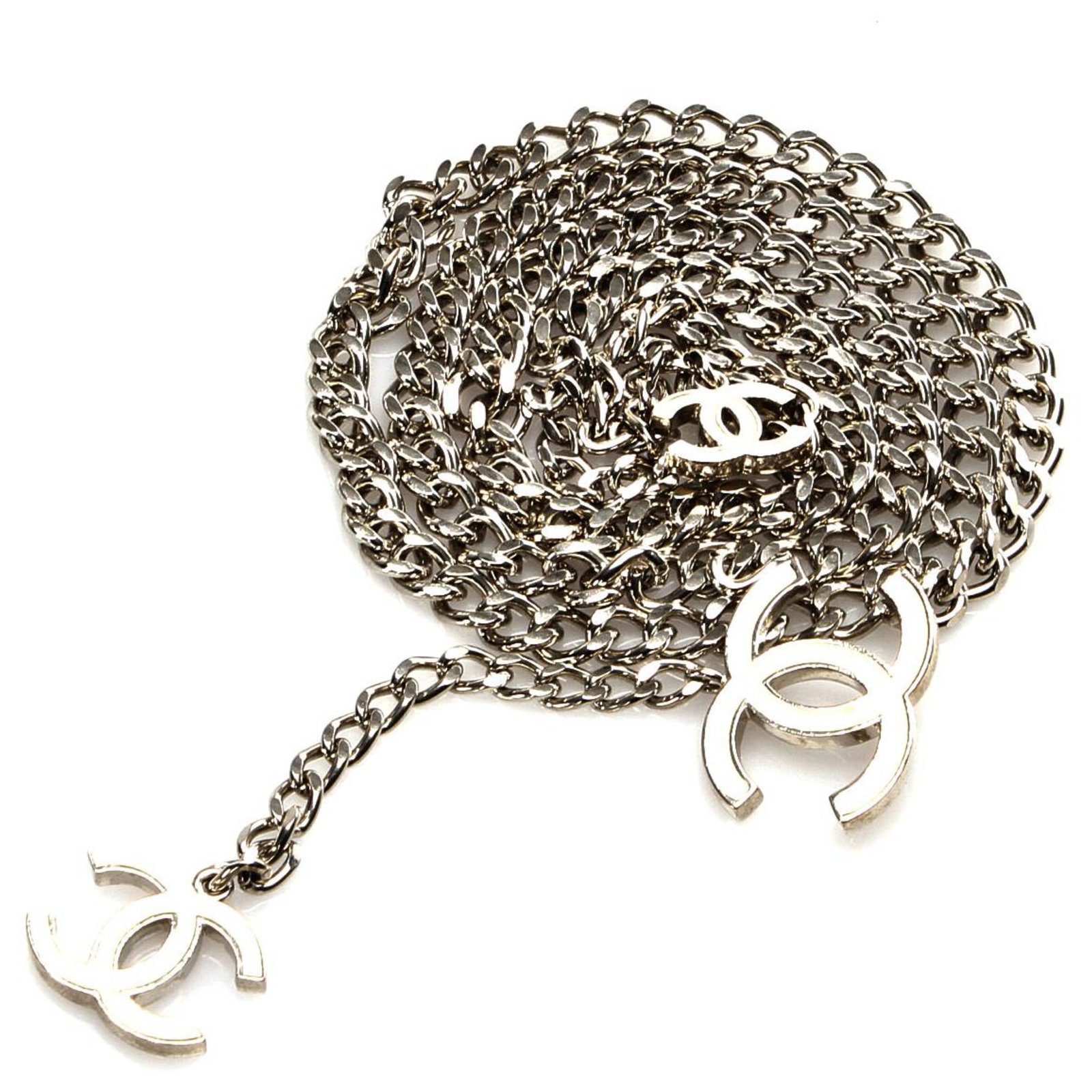 Chanel Silver CC Chain Belt Silvery White Cream Metal ref.225016 - Joli  Closet