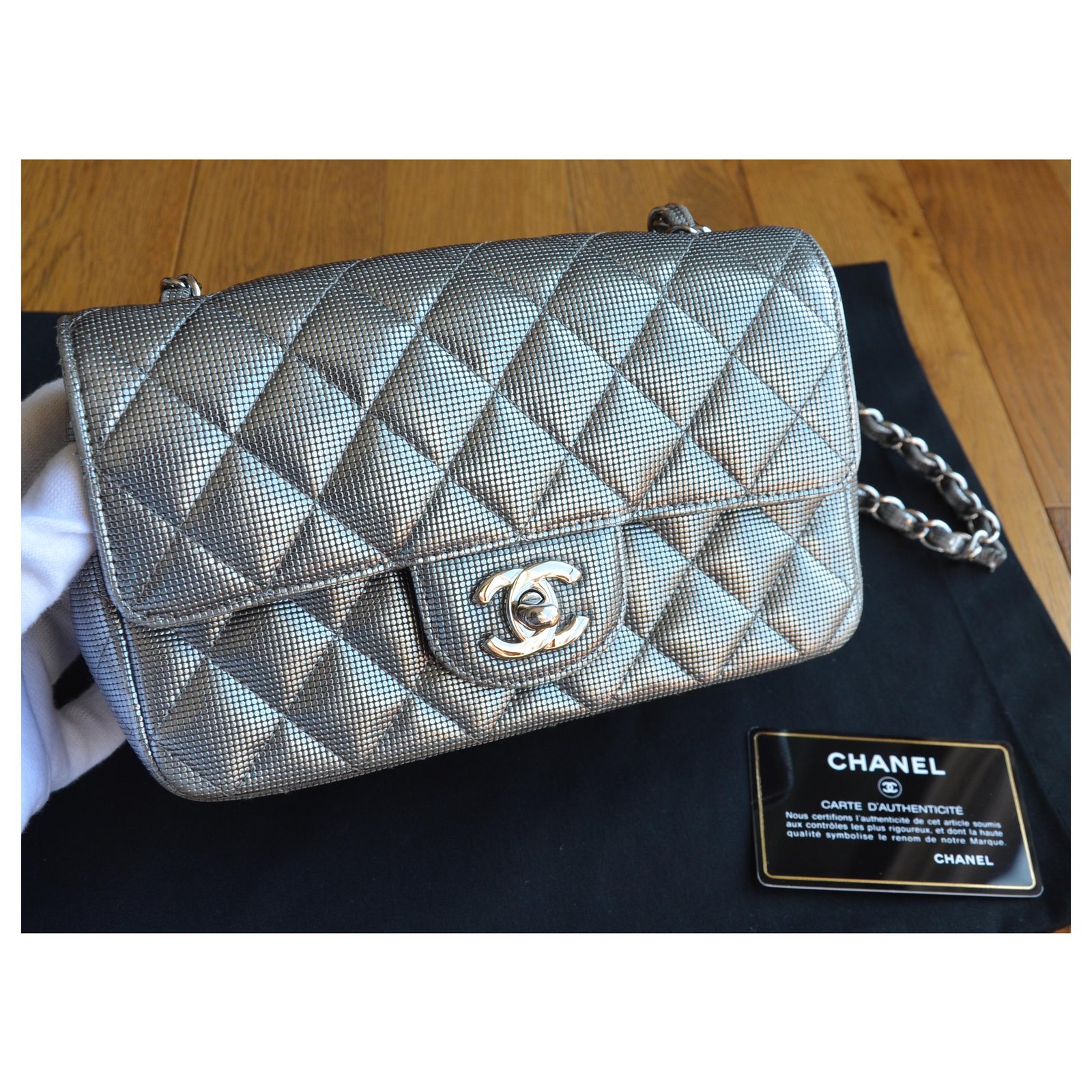 CHANEL, Bags, Sold New Chanel 2p Metallic Silver Mini