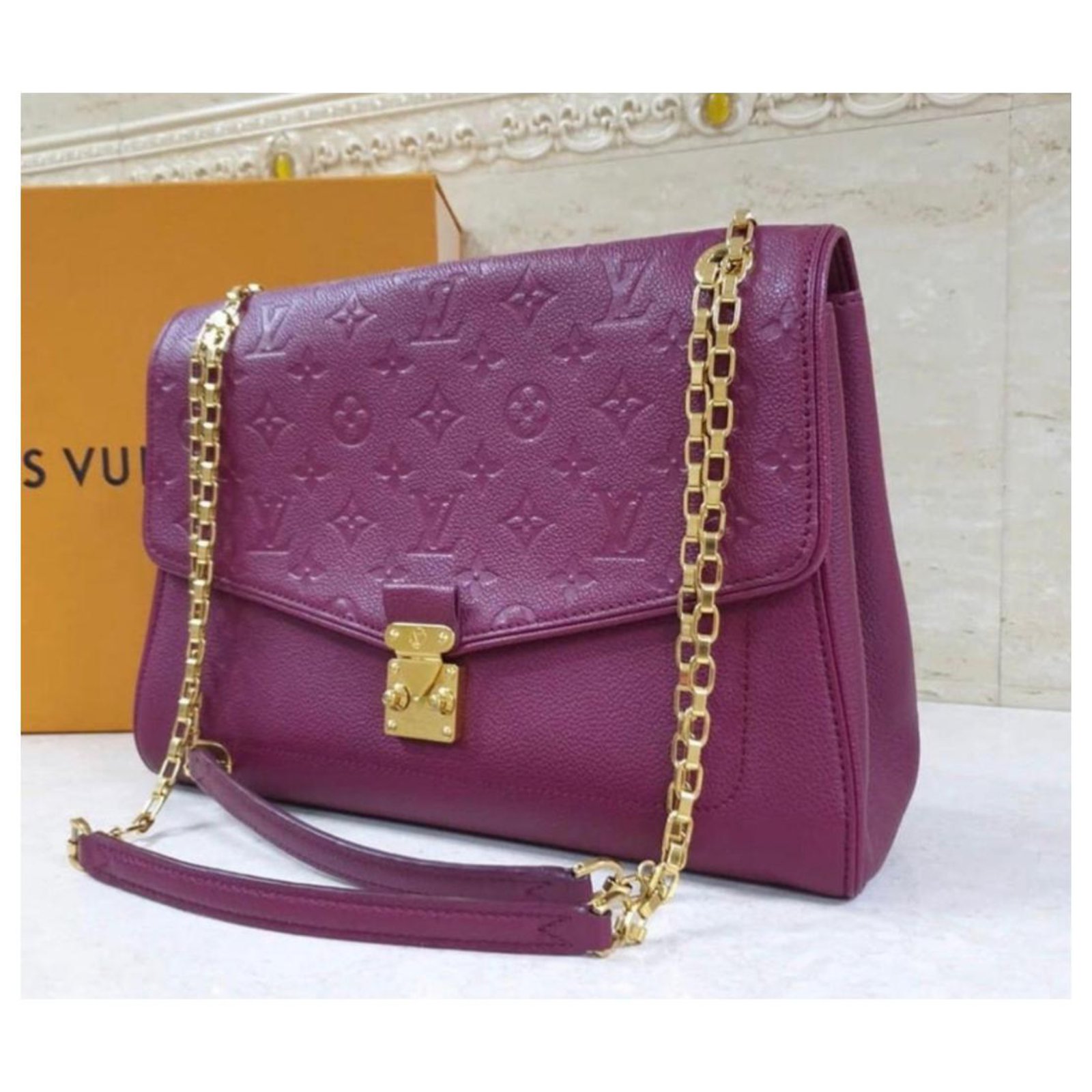 Saint-germain leather mini bag Louis Vuitton Burgundy in Leather