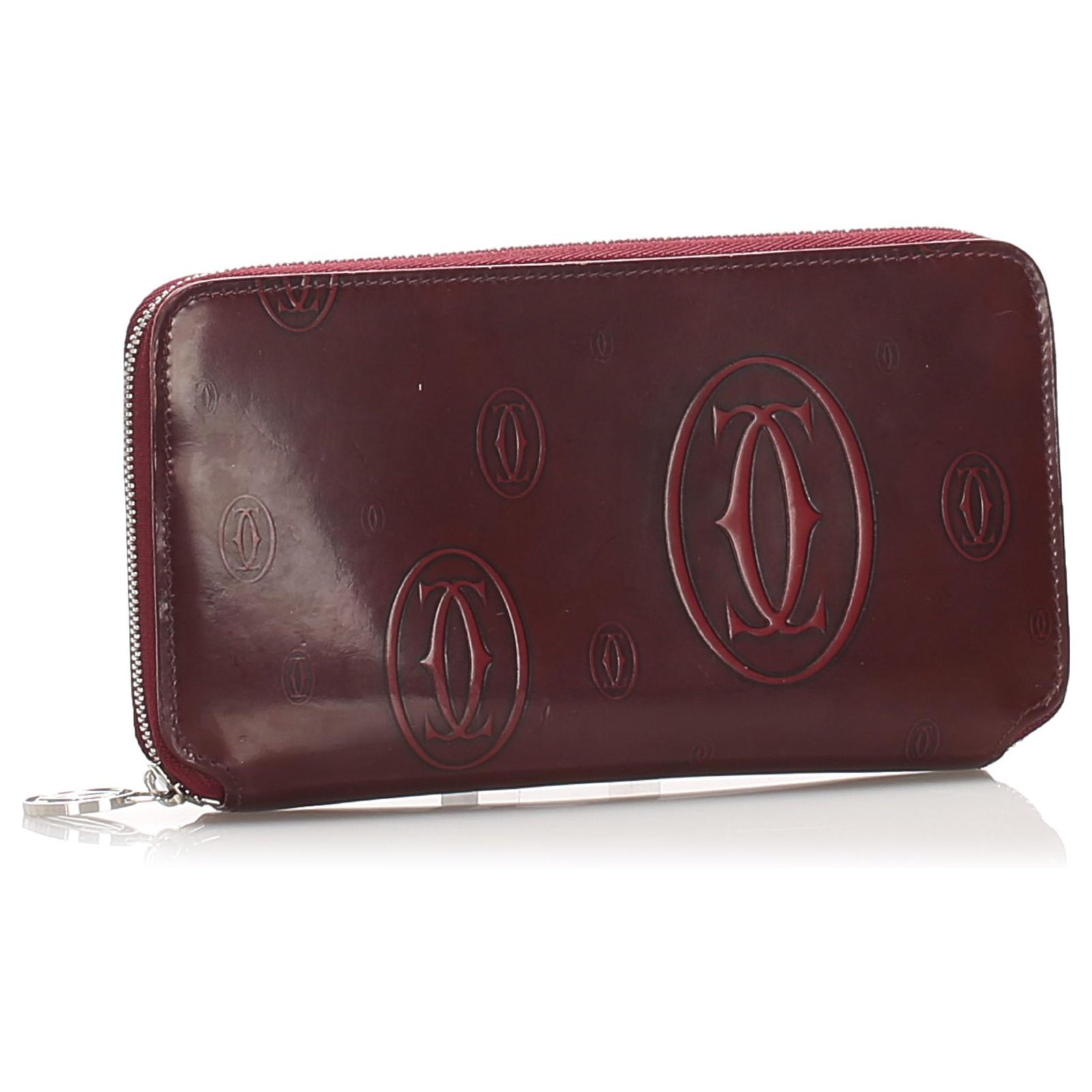 Cartier Red Patent Leather Happy Birthday French Wallet