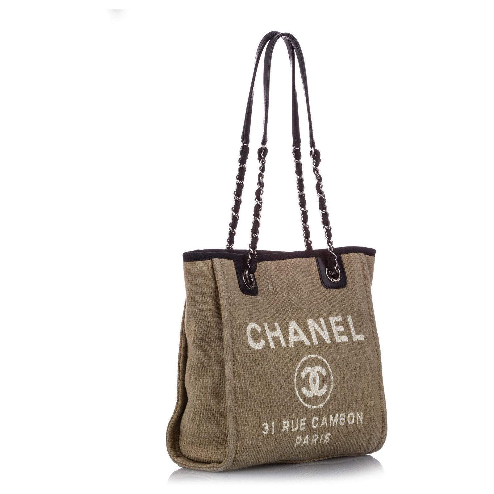 Chanel Deauville Tote Small, Beige with Silver Hardware, Preowned in  Dustbag WA001