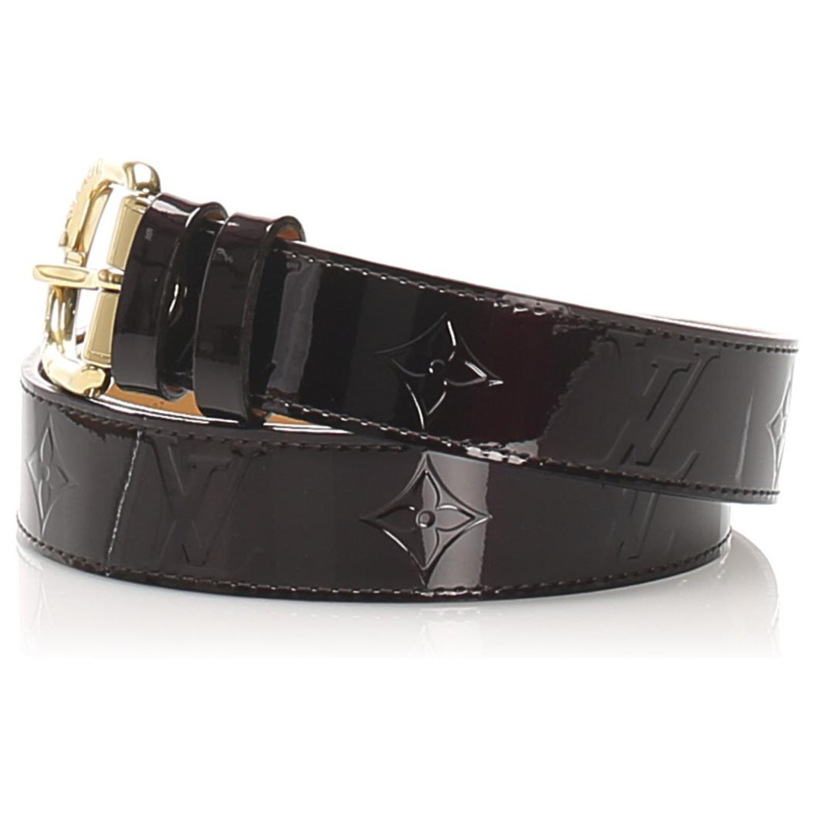 Louis Vuitton Red Monogram Vernis Belt Leather Patent leather Metal  ref.226353 - Joli Closet