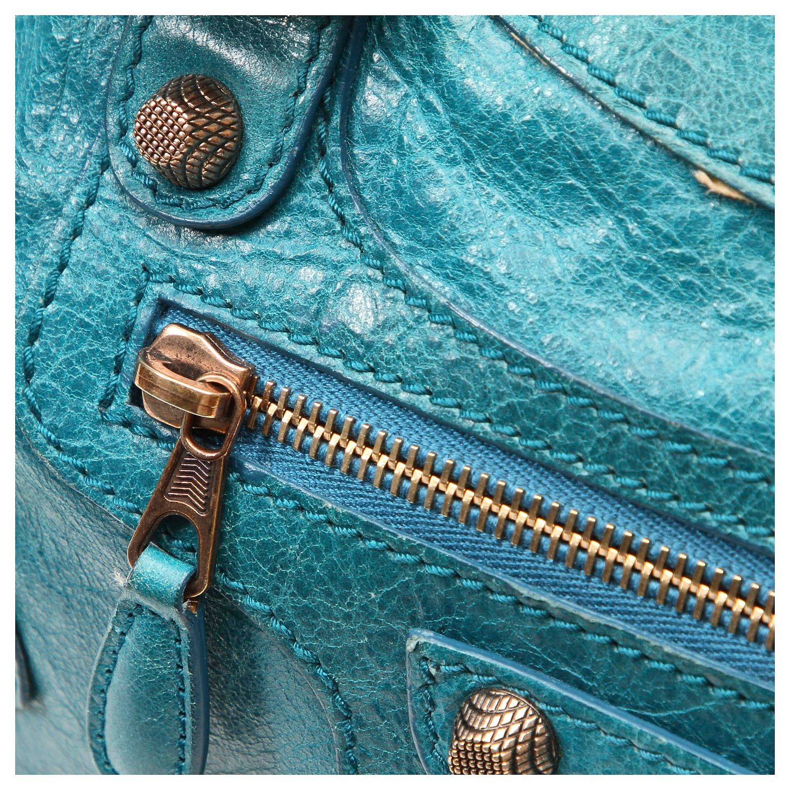 Balenciaga Balenciaga Blue Motocross Giant First Leather Satchel Handbags Leather Blue Ref Joli Closet
