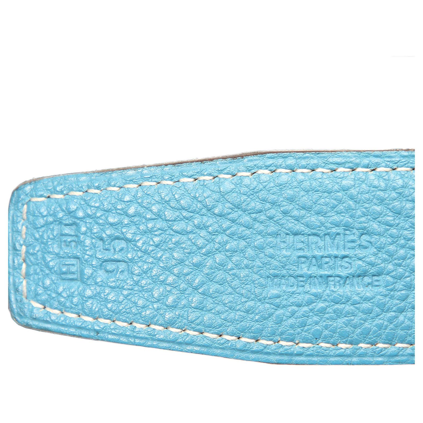 Hermès Hermes Blue Constance Belt Golden Leather Metal Pony-style