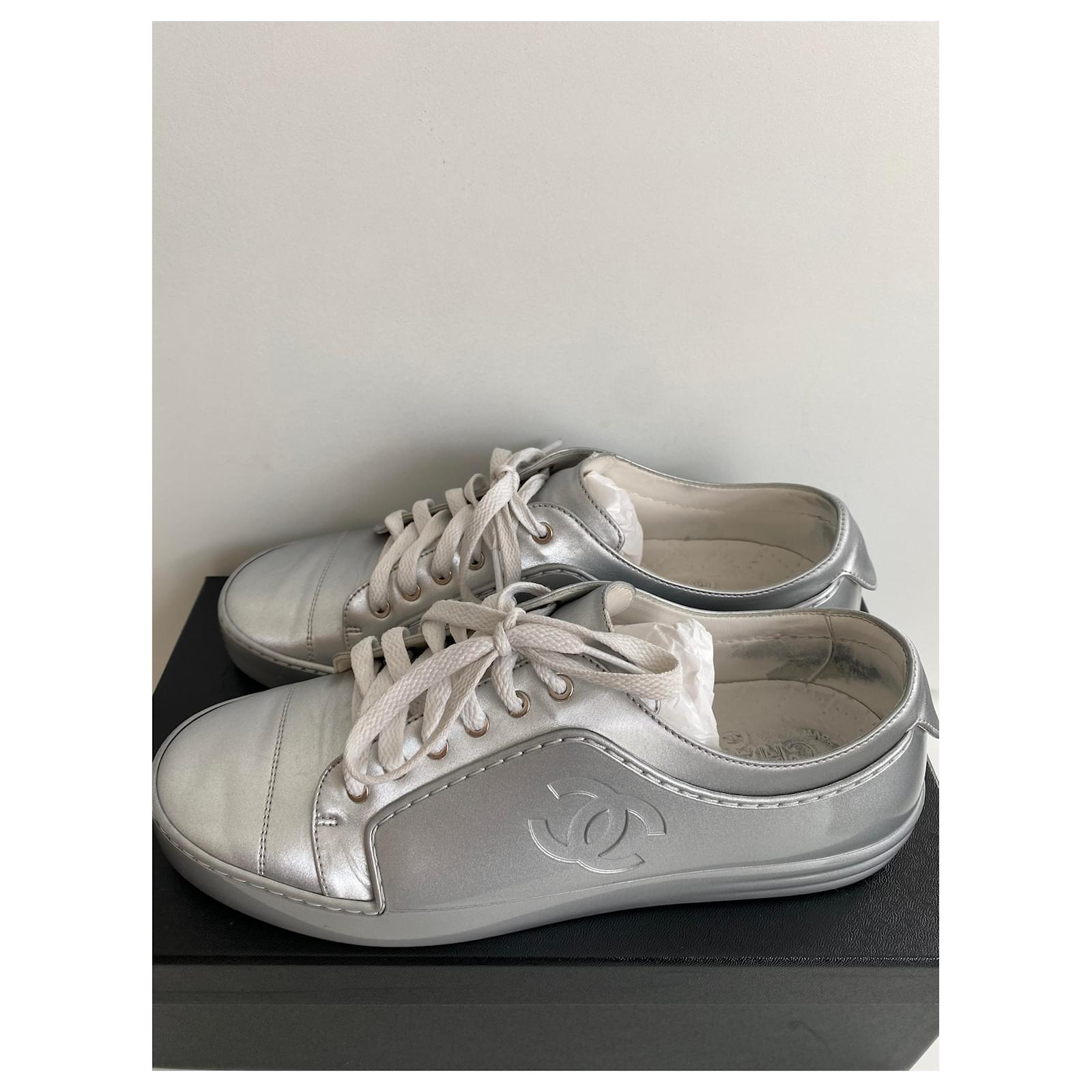 chanel silver shoes