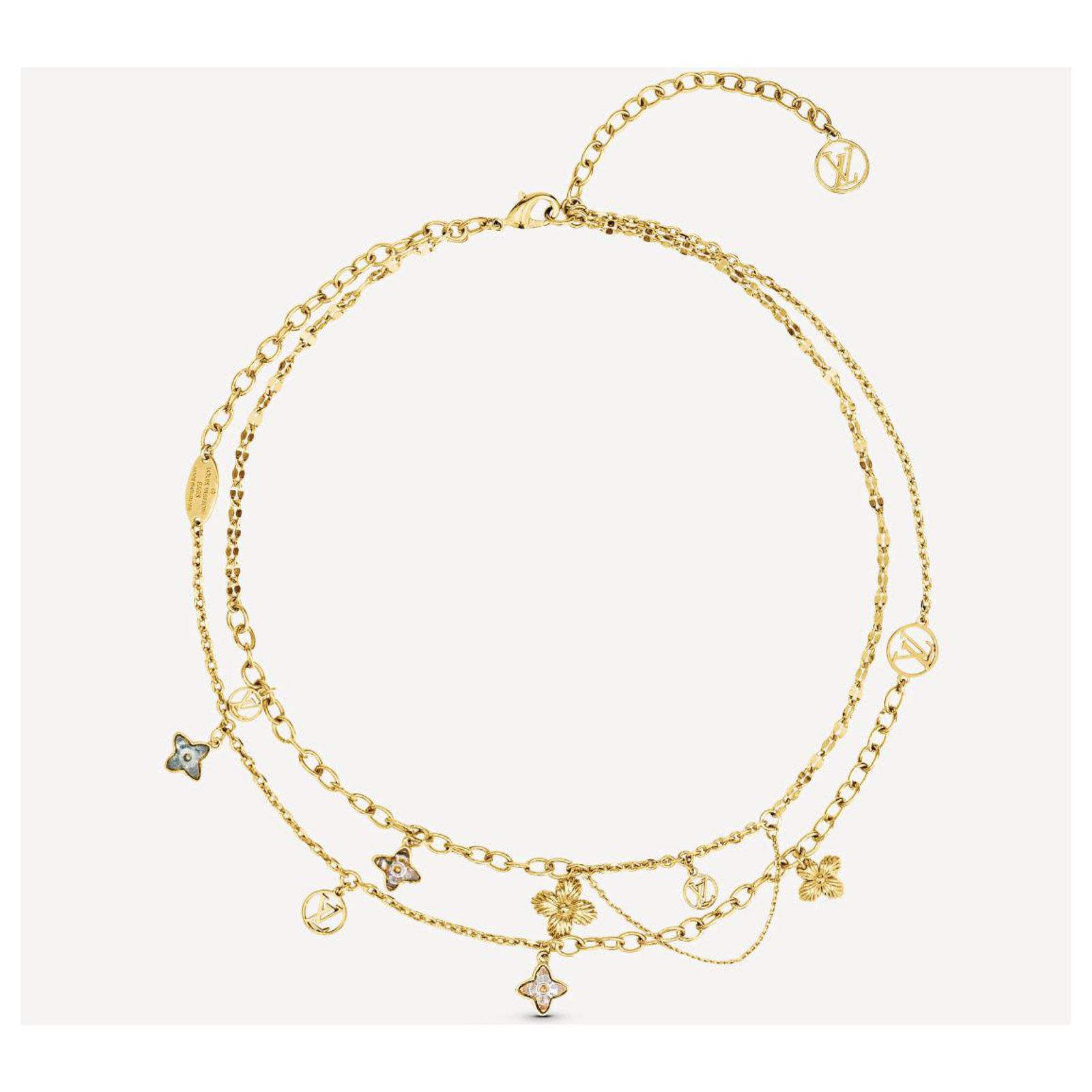 LOUIS VUITTON Metal Flowerful Choker Necklace Gold 1283855