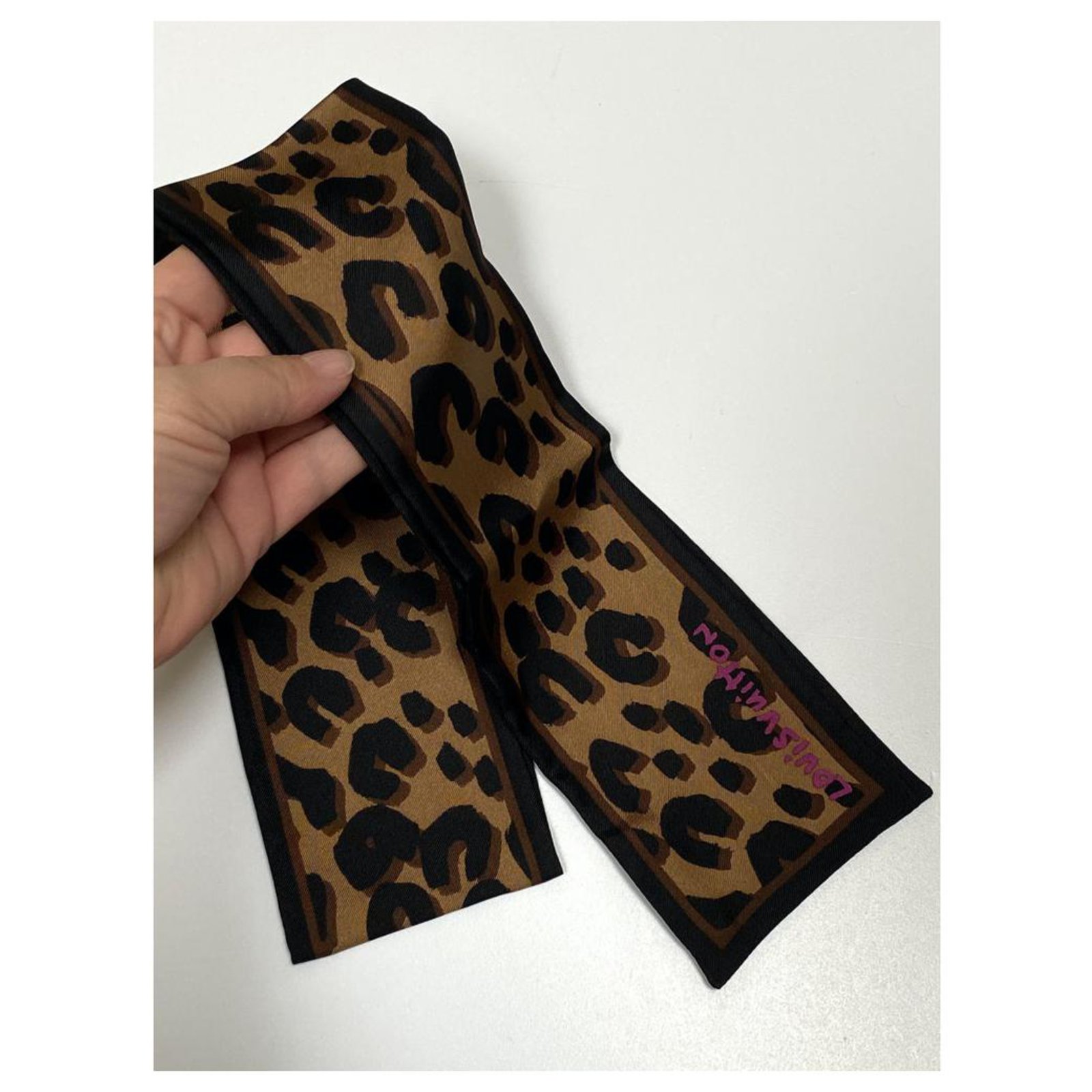 Louis Vuitton Leopard Stephen Sprouse bandeau Brown Silk ref