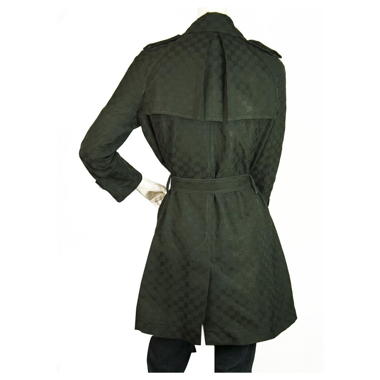 Louis Vuitton Black Damier Raincoat Mac Belted Trench Jacket Coat size 40  Cloth ref.228554 - Joli Closet