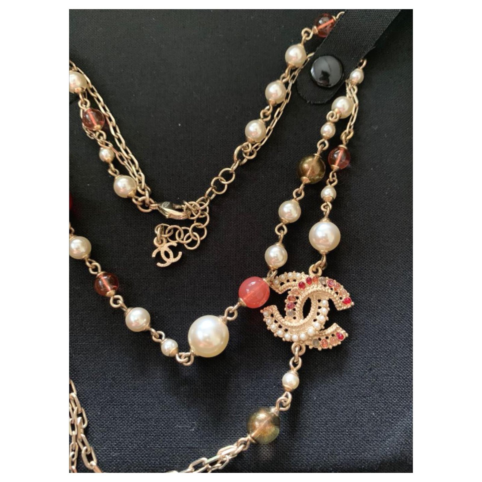Chanel golden multi strand pearl necklace Multiple colors Metal ref.228956  - Joli Closet